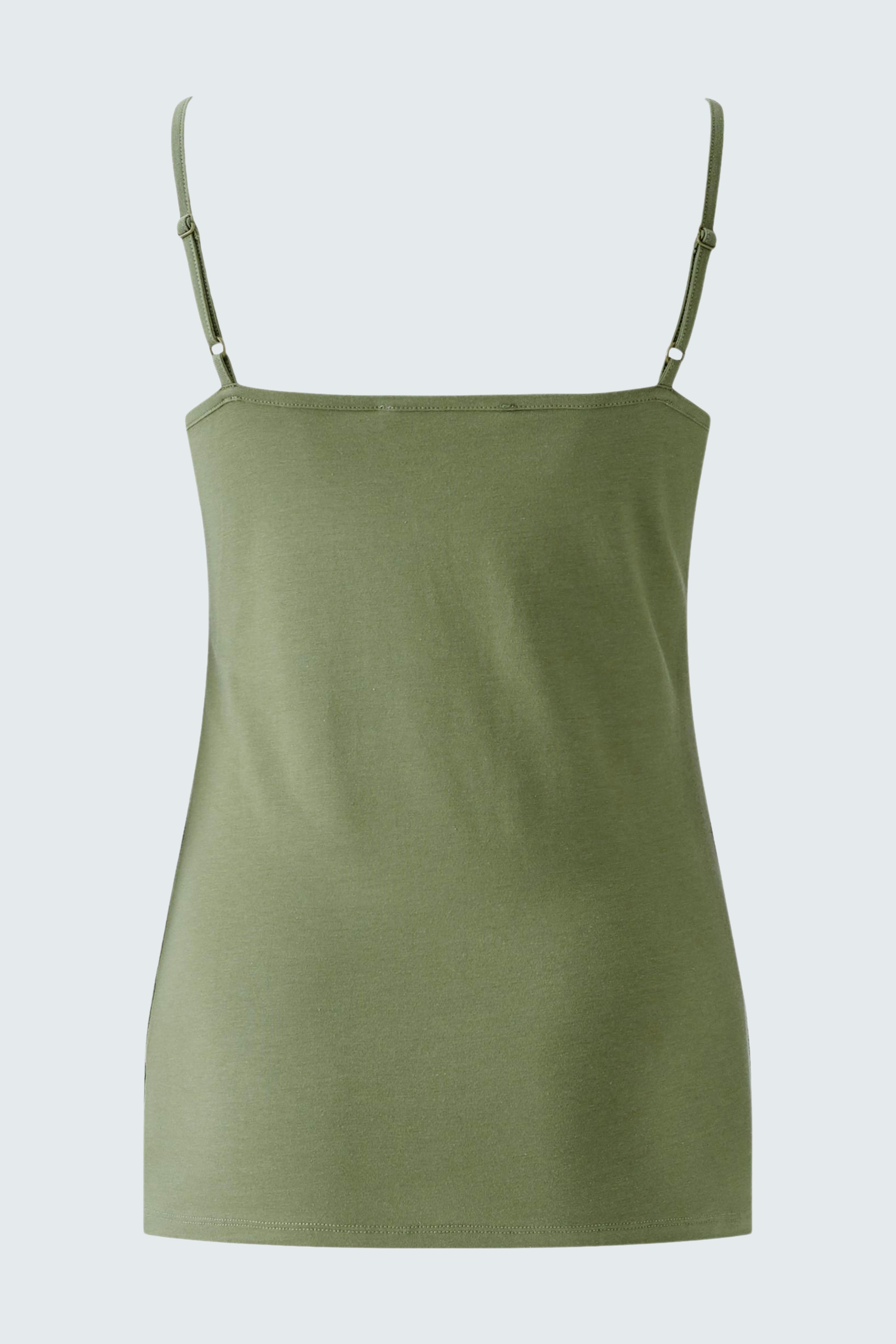 Elegantes Damen-Top in Olivgrün mit schmalen Trägern, ideal für lässige Sommerlooks.