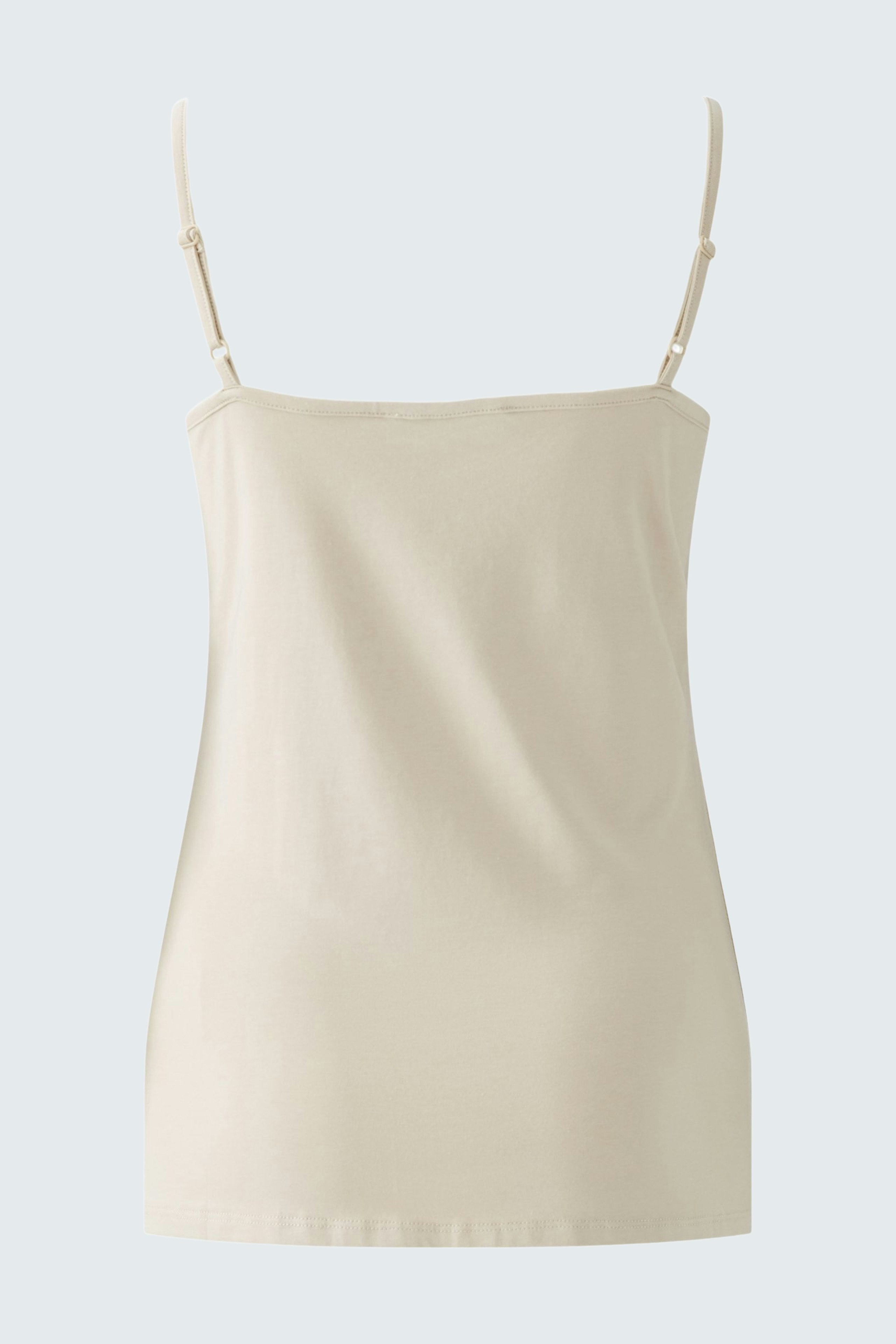 Elegantes Damen-Top in hellem Beige mit schmalen Trägern, ideal für lässige Sommerlooks.