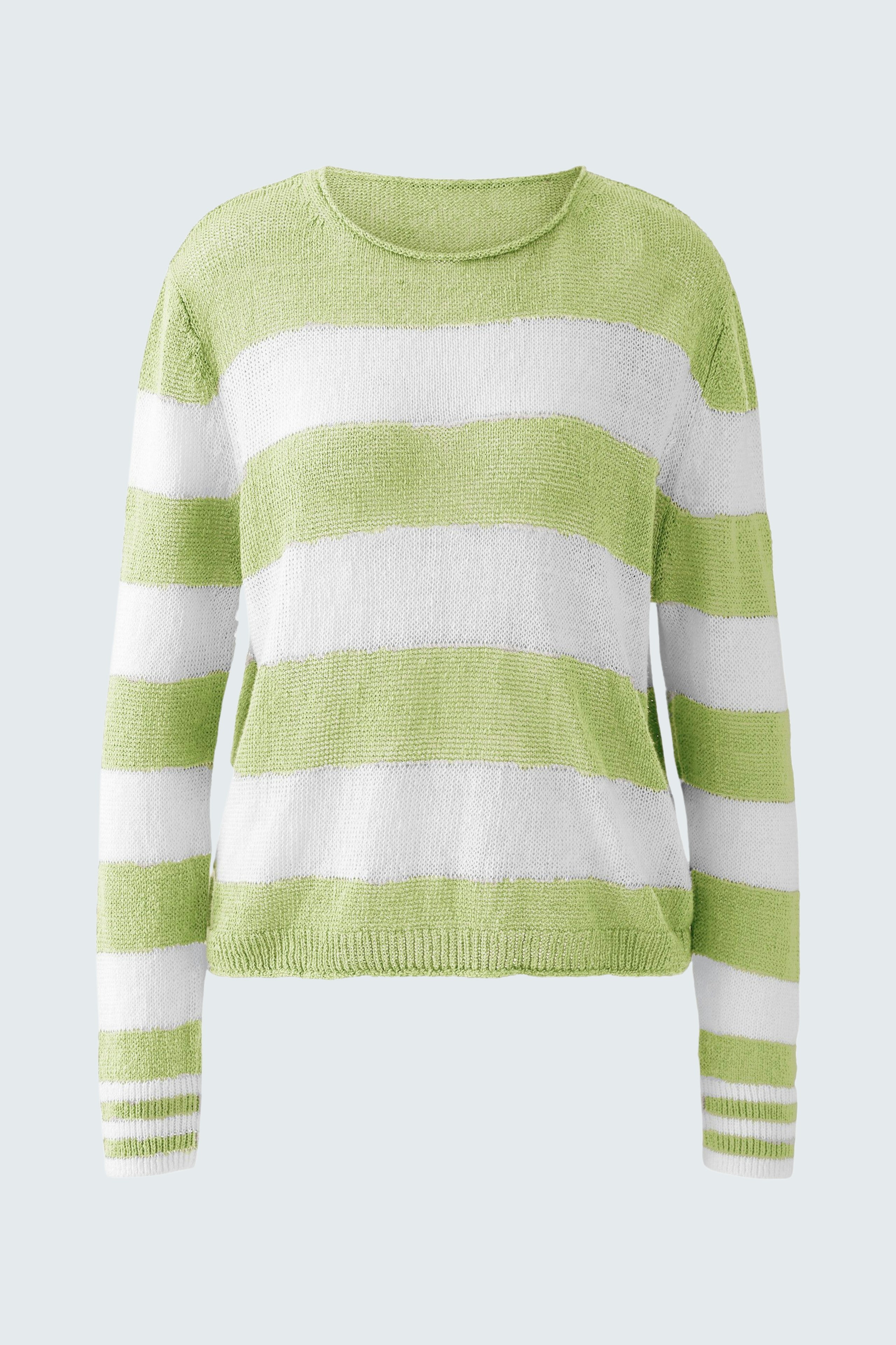 Bequemer Damen-Pullover in grün-weißen Streifen, lässig geschnitten und ideal für den Alltag.