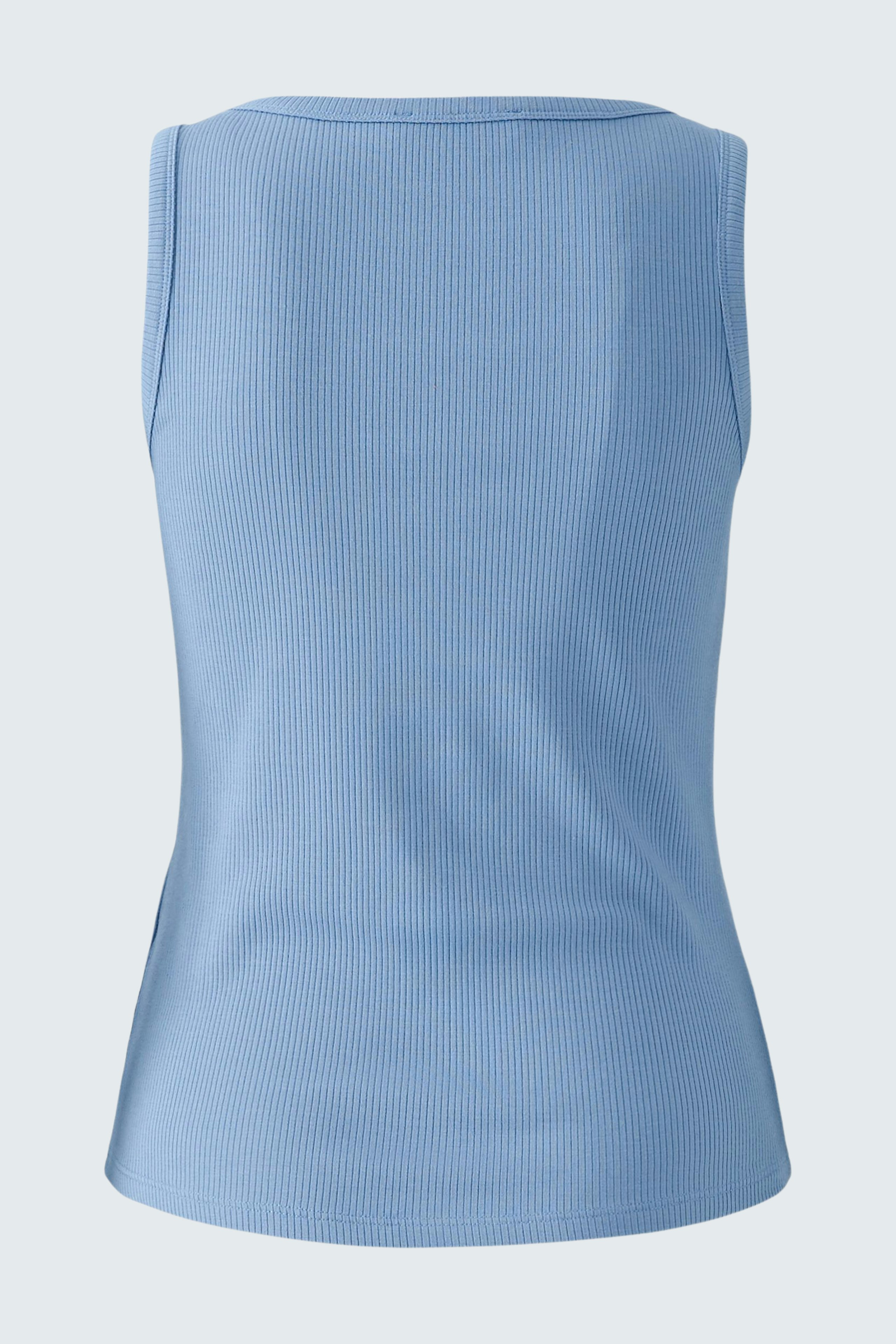 Stylish women's top: Light blue sleeveless design, perfect for warm weather and casual outings.