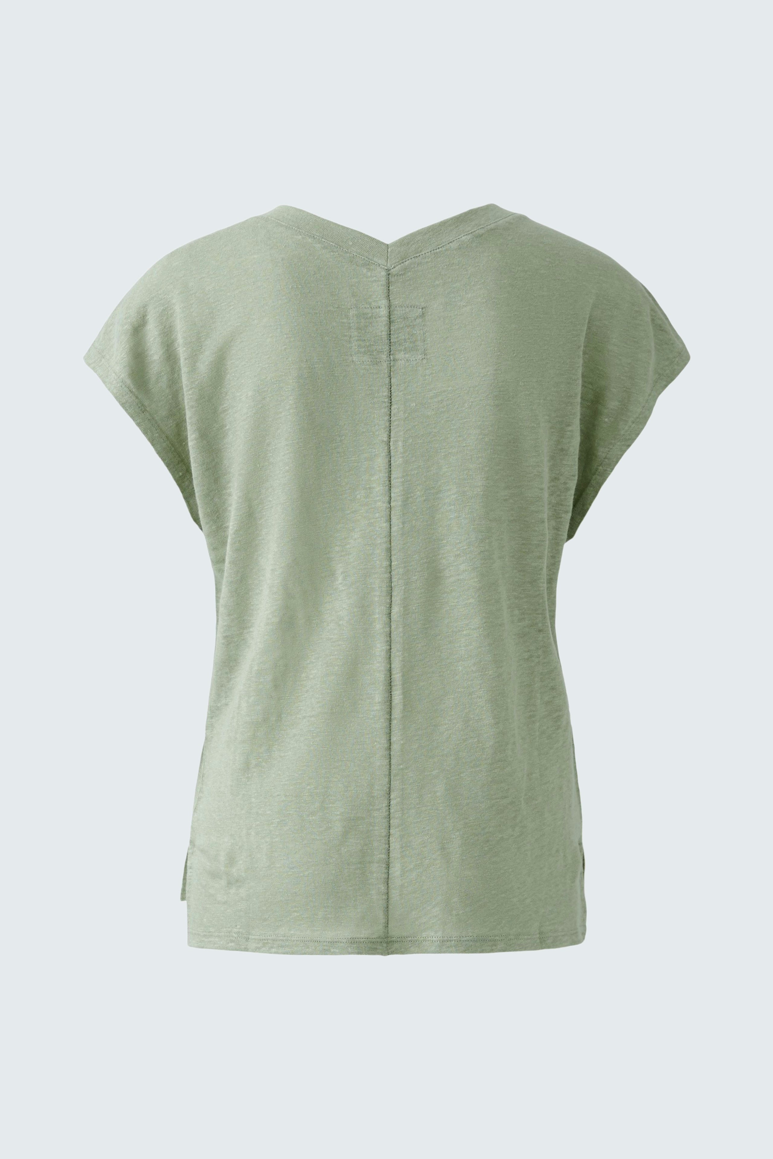 Bequemes Damen-T-Shirt in sanftem Grün mit lässigem Schnitt und V-Ausschnitt, ideal für den Alltag.