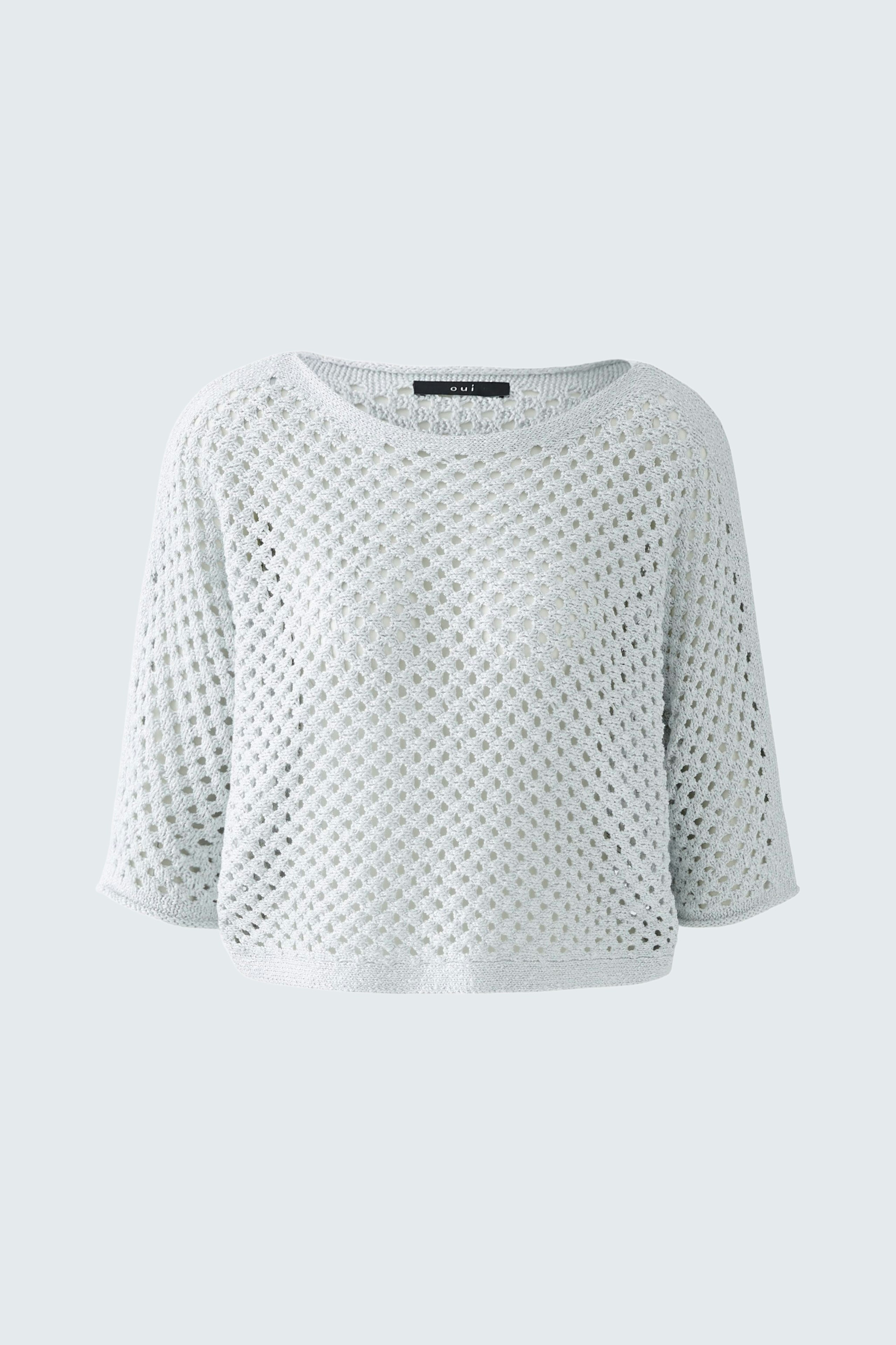 Light blue pullover: A casual, loose-fit design with a textured pattern, perfect for everyday wear.