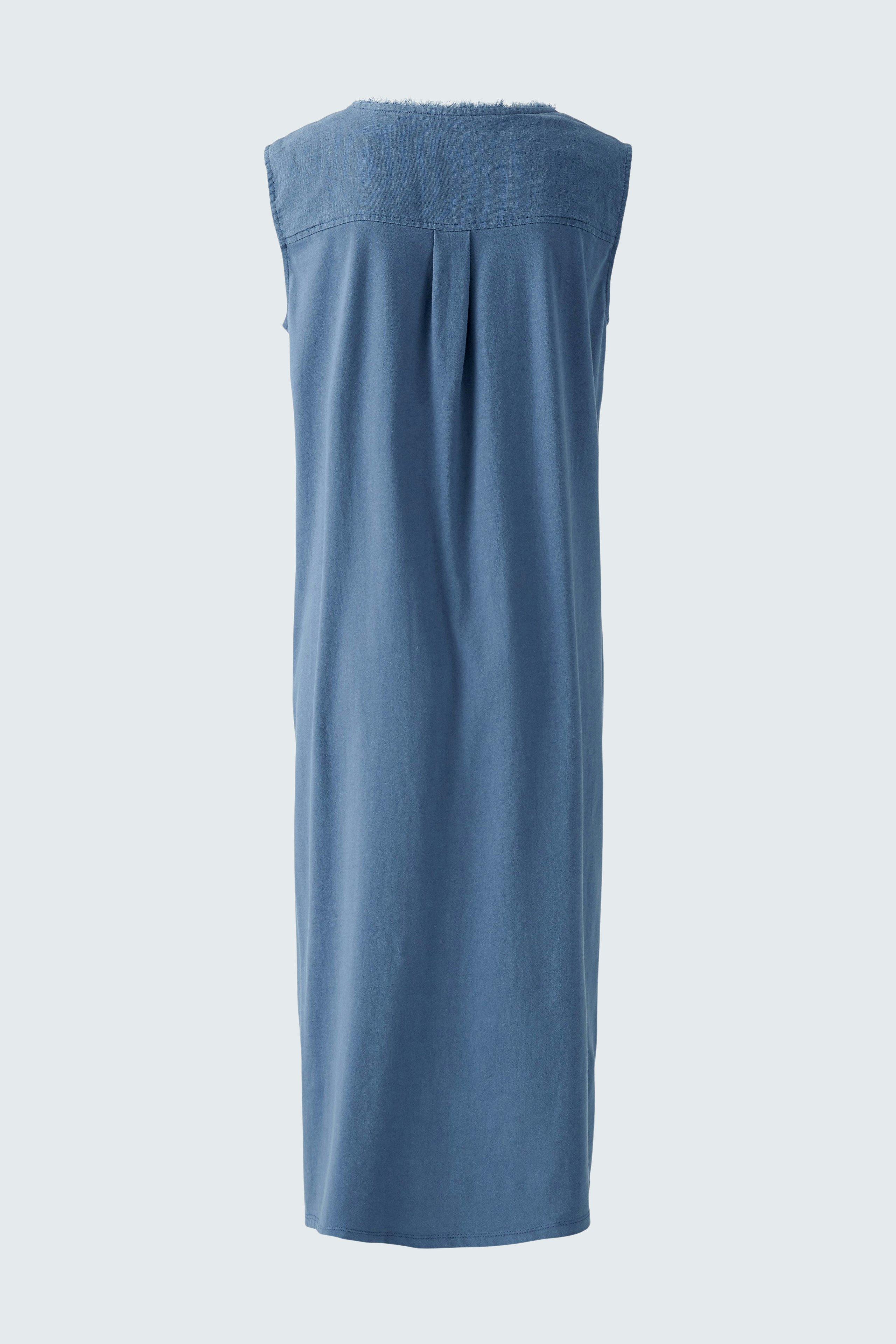 A-line dress: A stylish blue sleeveless dress with a relaxed fit, perfect for warm days.
