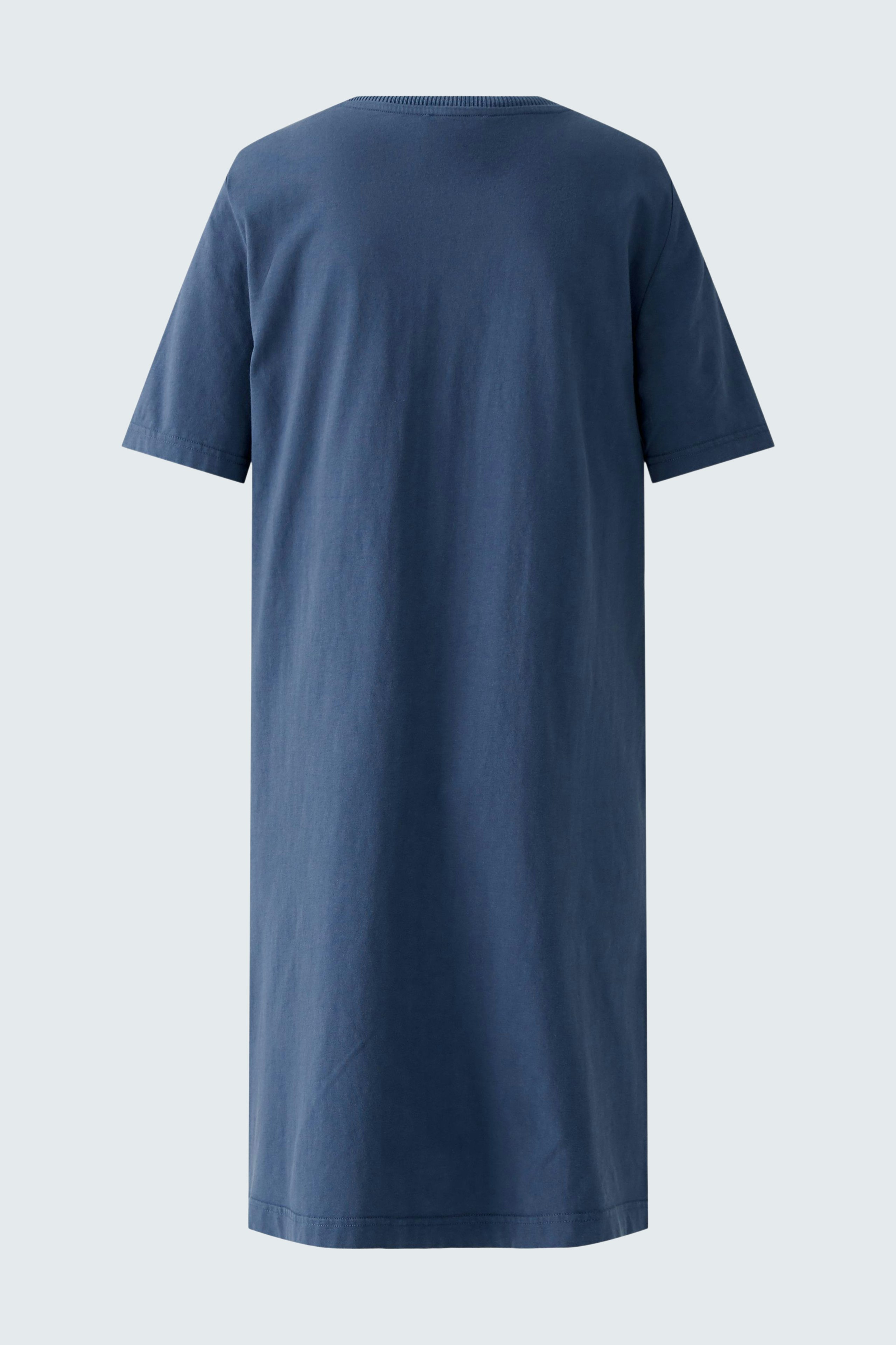 Casual women's dress: A simple, short-sleeved dress in navy blue, perfect for everyday wear.