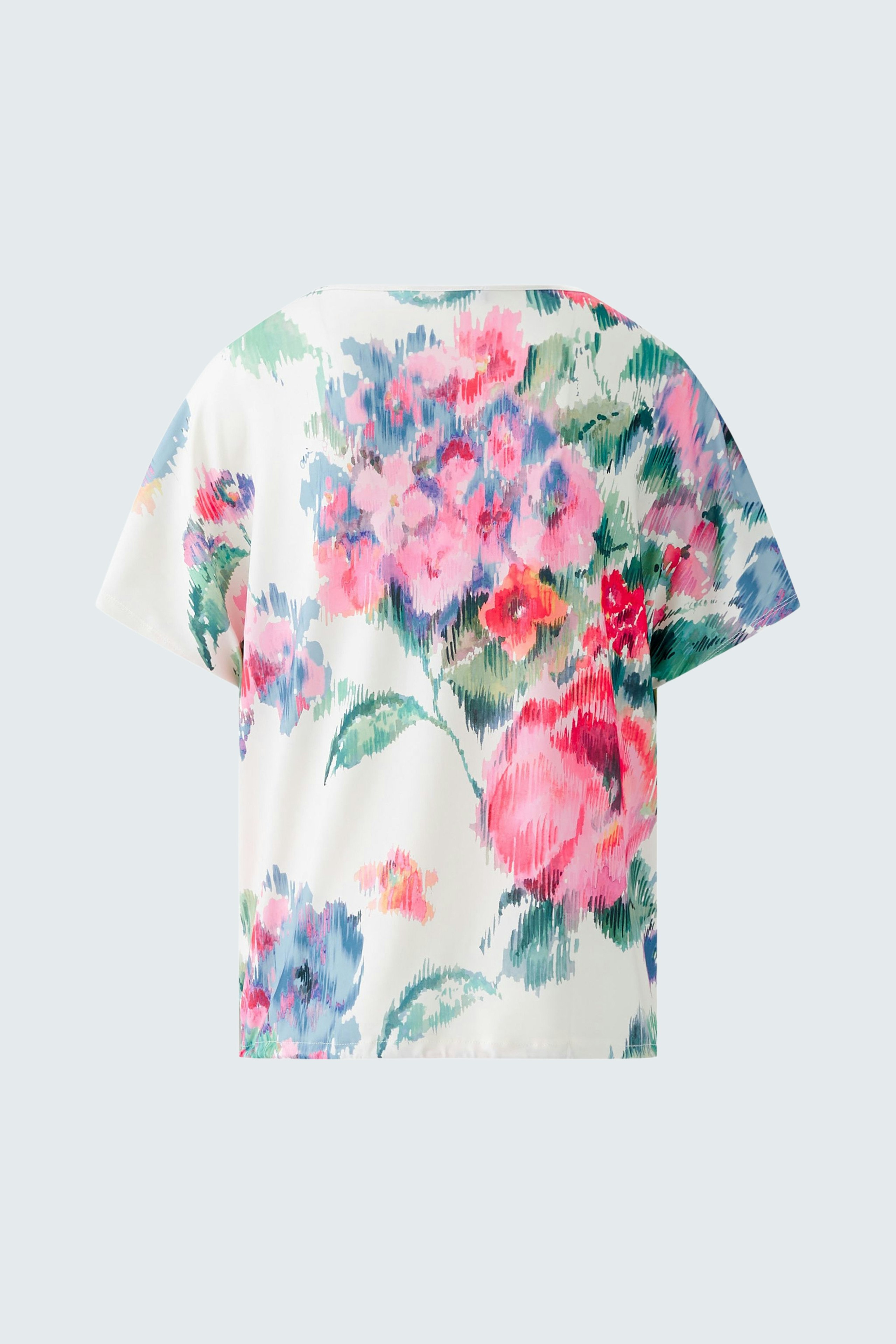 Damen-T-Shirt mit buntem Blumenmuster, lässig und bequem, ideal für den Alltag.