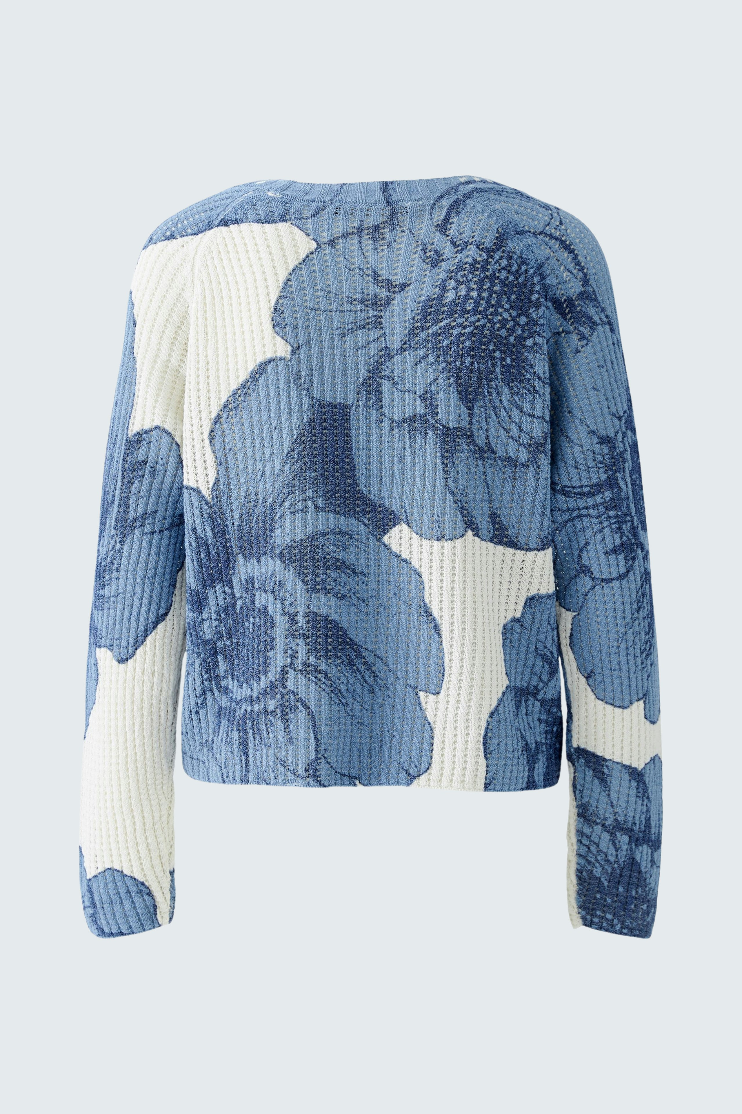 Damen-Pullover in Blau mit floralem Muster, lässig und modern, ideal für den Alltag.