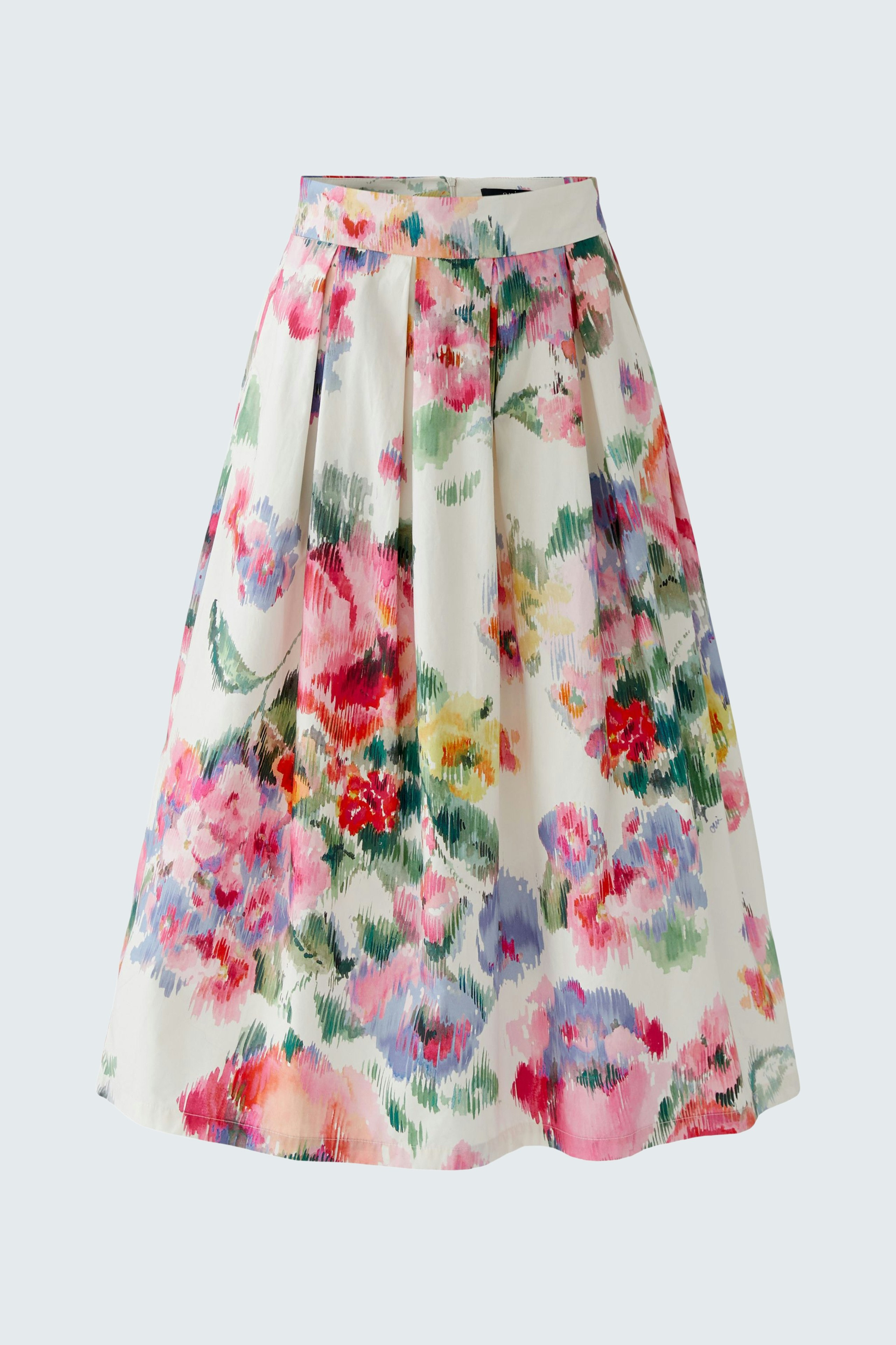 A-Linien-Rock in floralen Farben: Eleganter, schwingender Rock für Damen, ideal für frühlingshafte Outfits.