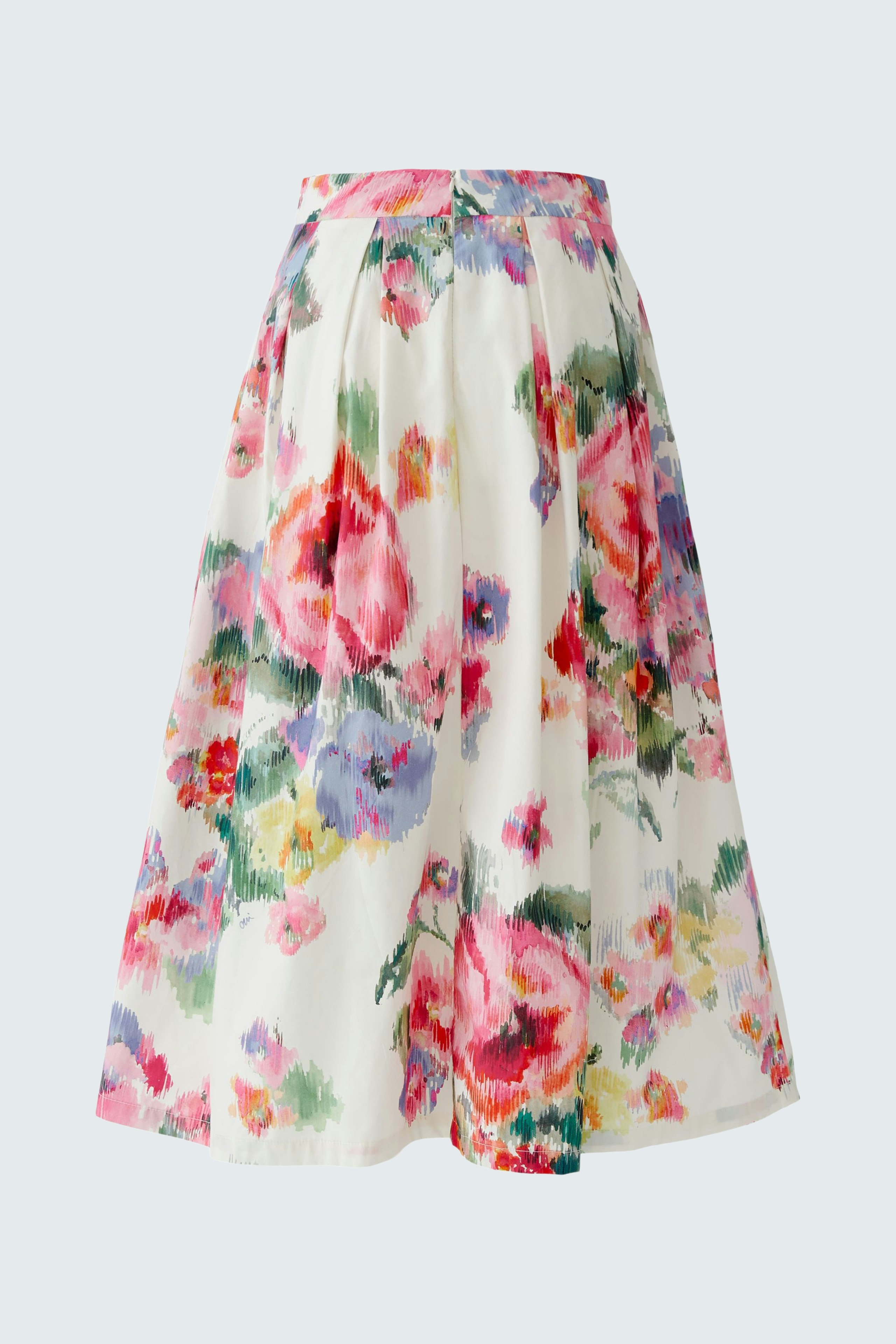 A-Linien-Rock: Eleganter Damenrock mit buntem Blumenmuster, ideal für frühlingshafte Outfits.