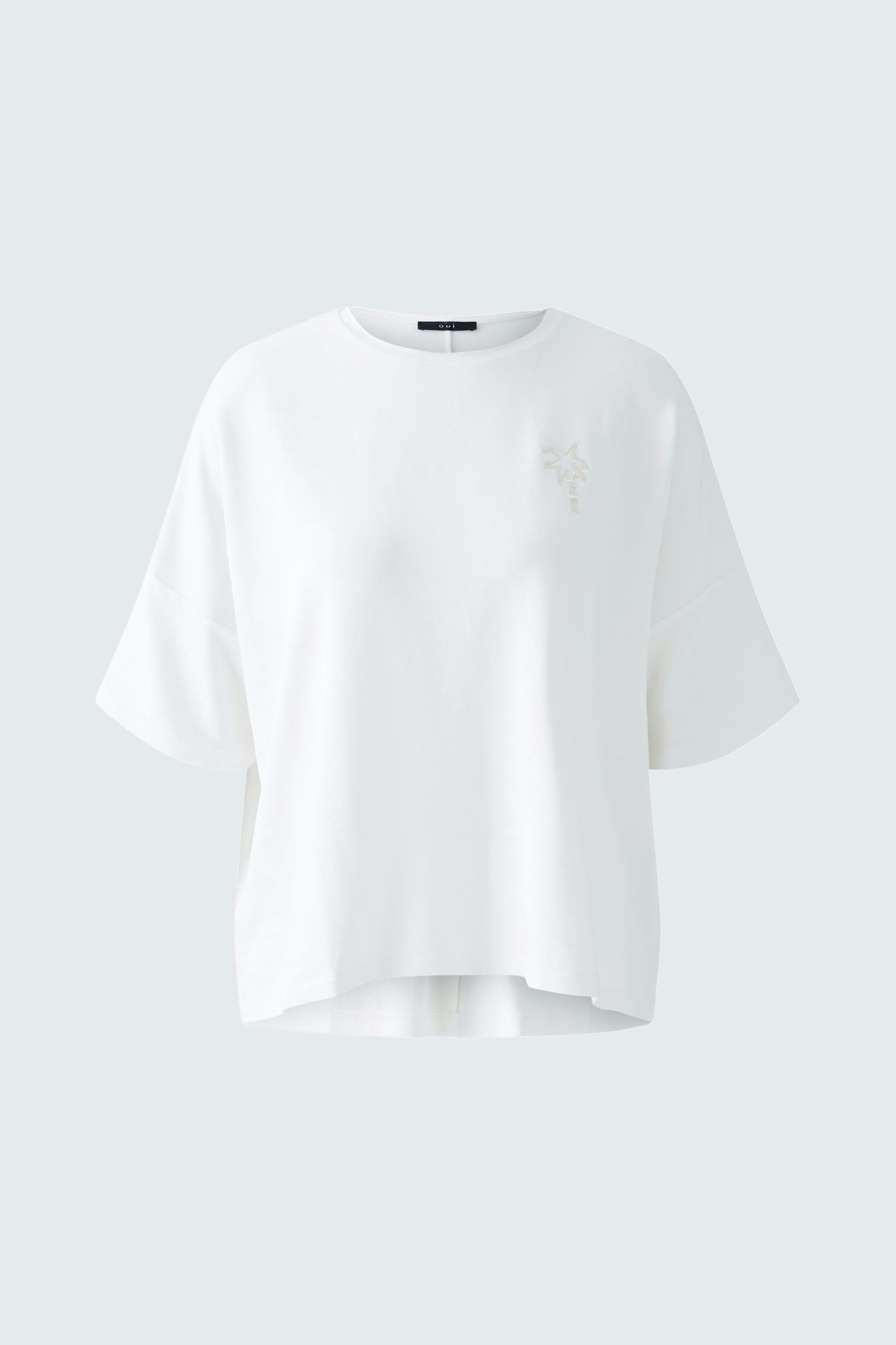 Bequemer Damen-Sweatshirt: Weiße, lässige Oberteil mit weitem Schnitt und kurzen Ärmeln.