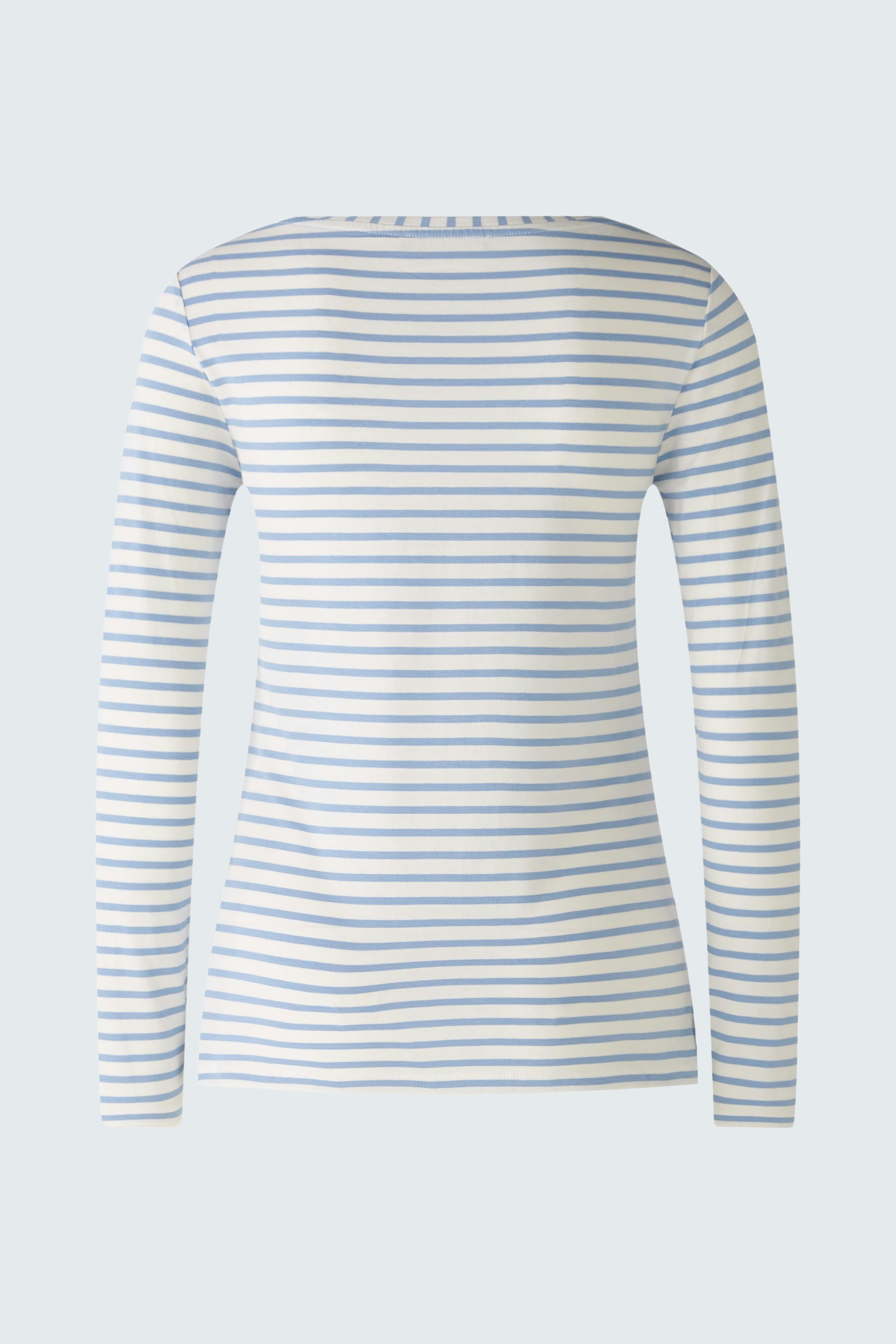 Casual women's long-sleeve shirt: Striped design in blue and white, perfect for everyday wear.