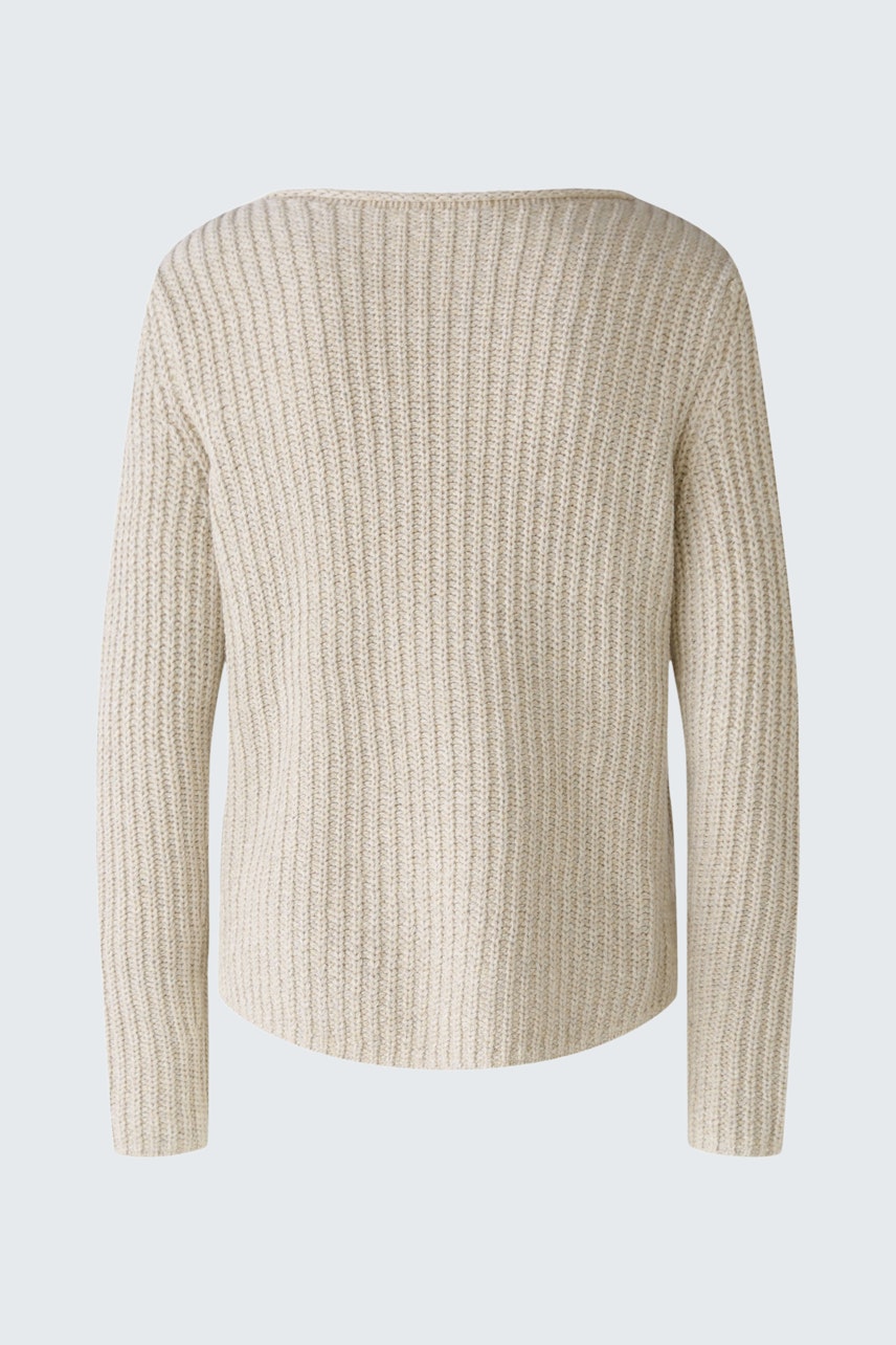Beiger Damen-Pullover: Lässiger, strukturierter Strickpullover mit weitem Schnitt und langen Ärmeln.