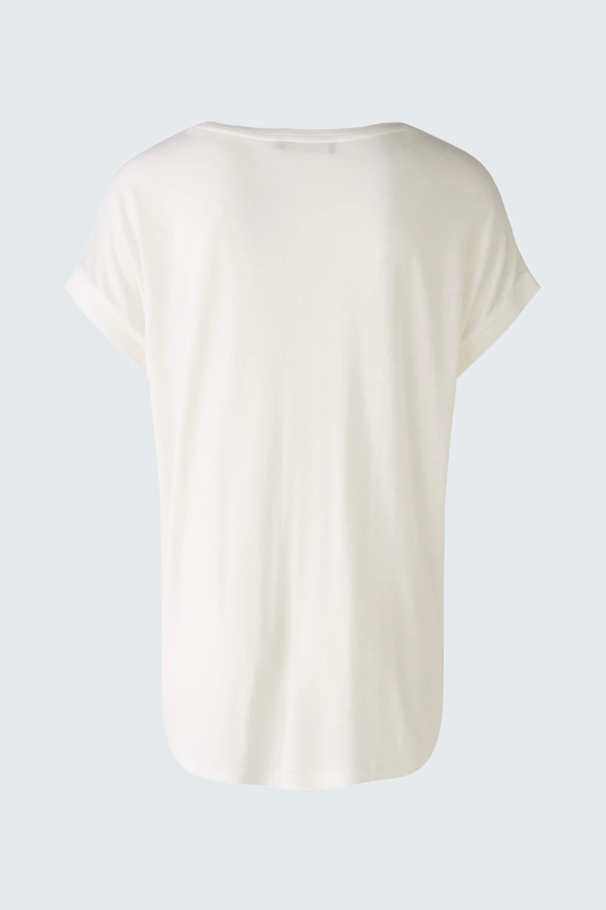 Bequemes Blusenshirt: Weiße, lässige Bluse mit weitem Schnitt und kurzen Ärmeln, ideal für den Alltag.