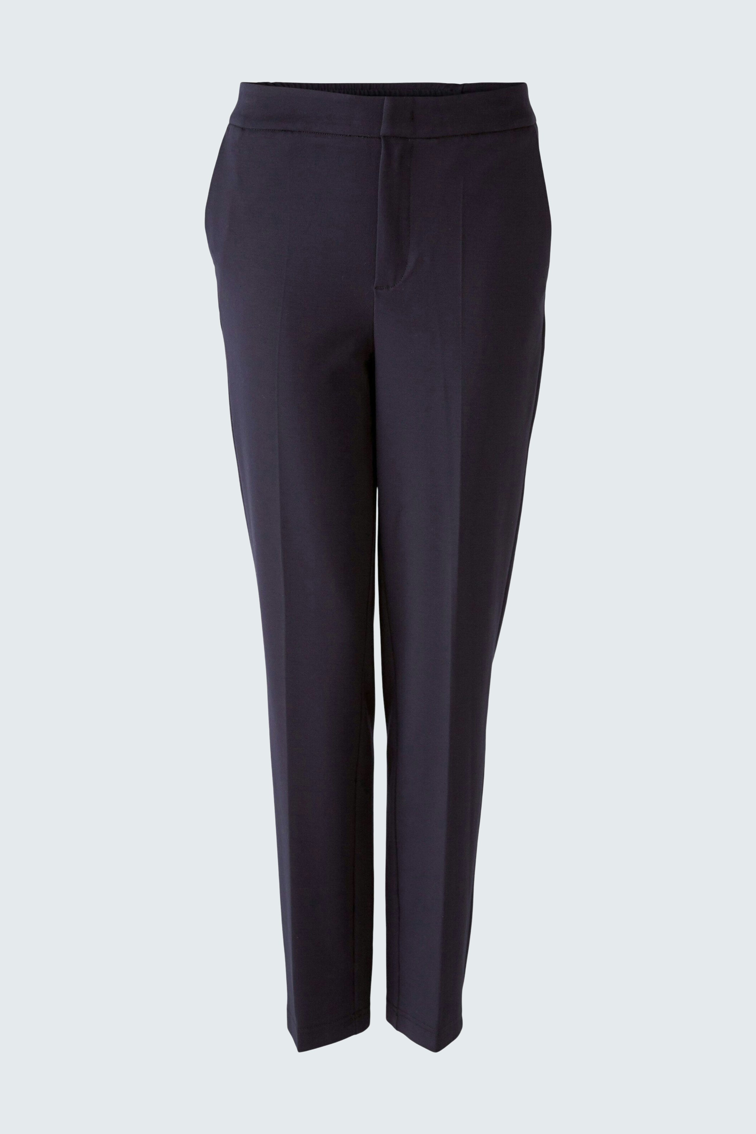 Casual women's trousers in dark navy, featuring a tailored fit and versatile style.