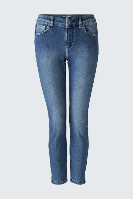 Damen Jeans Skinny: Bequeme, figurbetonte Jeans in klassischem Blau mit schmalem Bein.