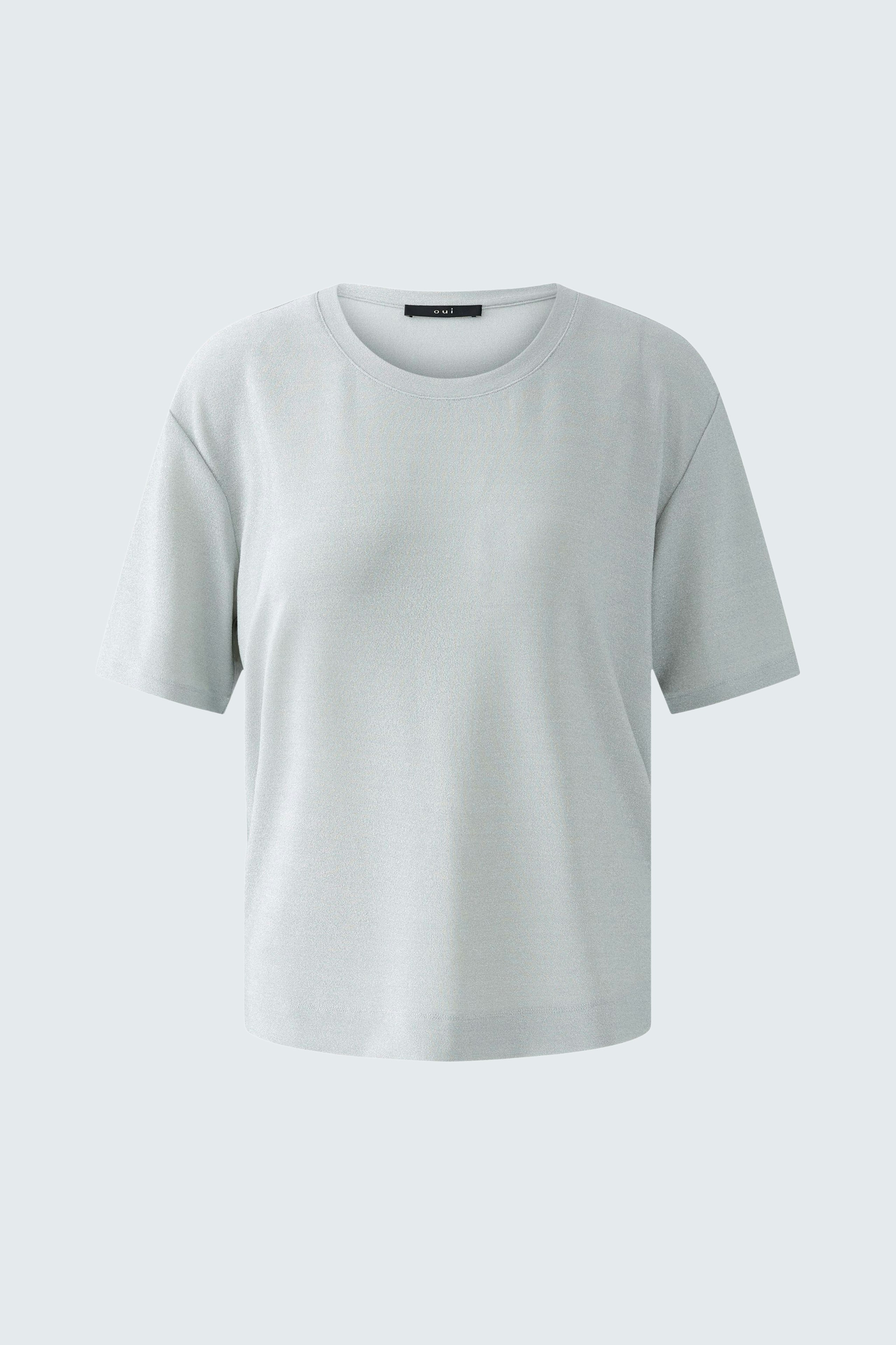Bequeme Damen-T-Shirt in hellem Grau mit lässigem Schnitt und kurzen Ärmeln.