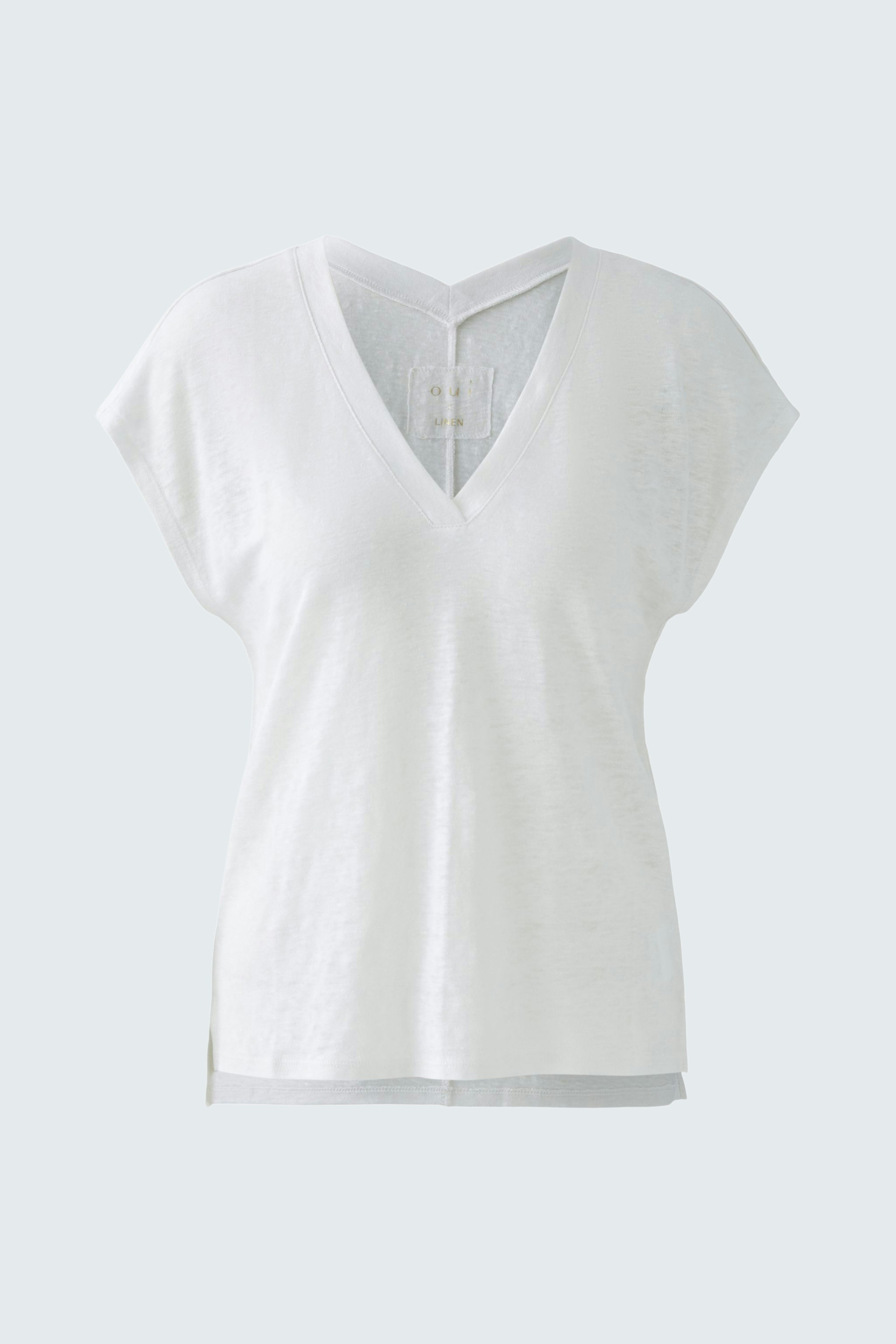 Bequemes Damen-T-Shirt: Weiße V-Ausschnitt-Variante mit lässigem Schnitt für den Alltag.