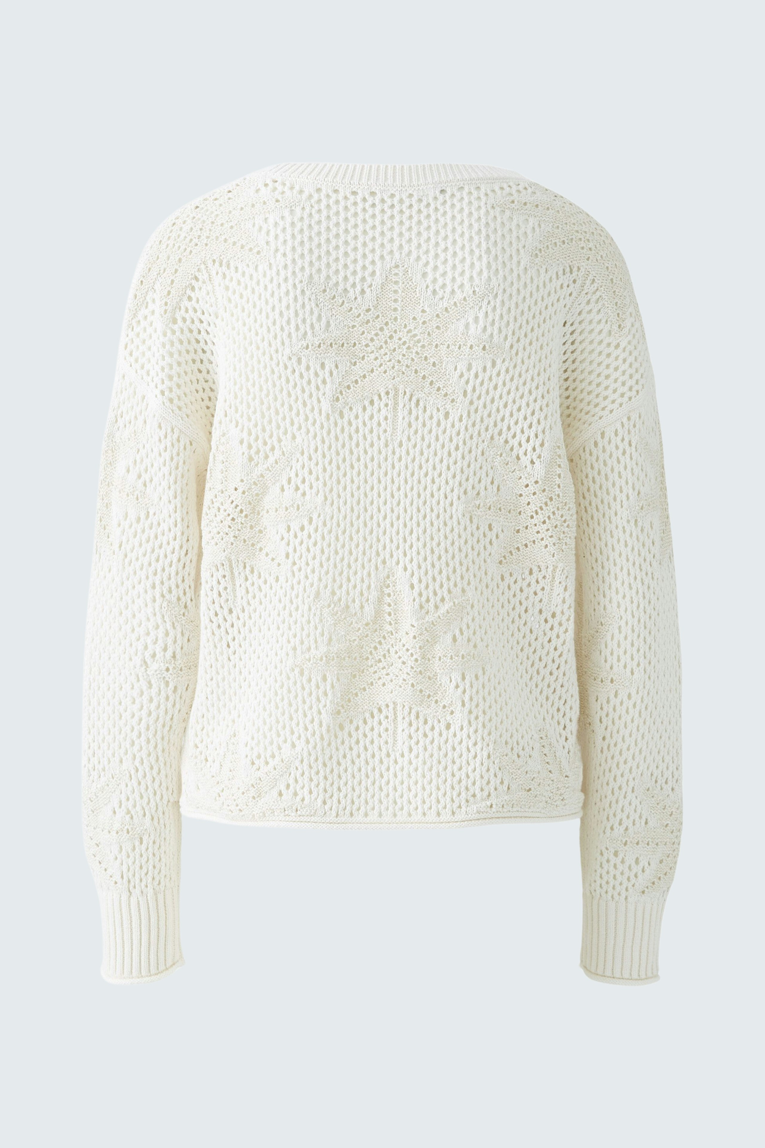 Bequemer Damen-Pullover in Weiß mit strukturiertem Muster und lässigem Schnitt.