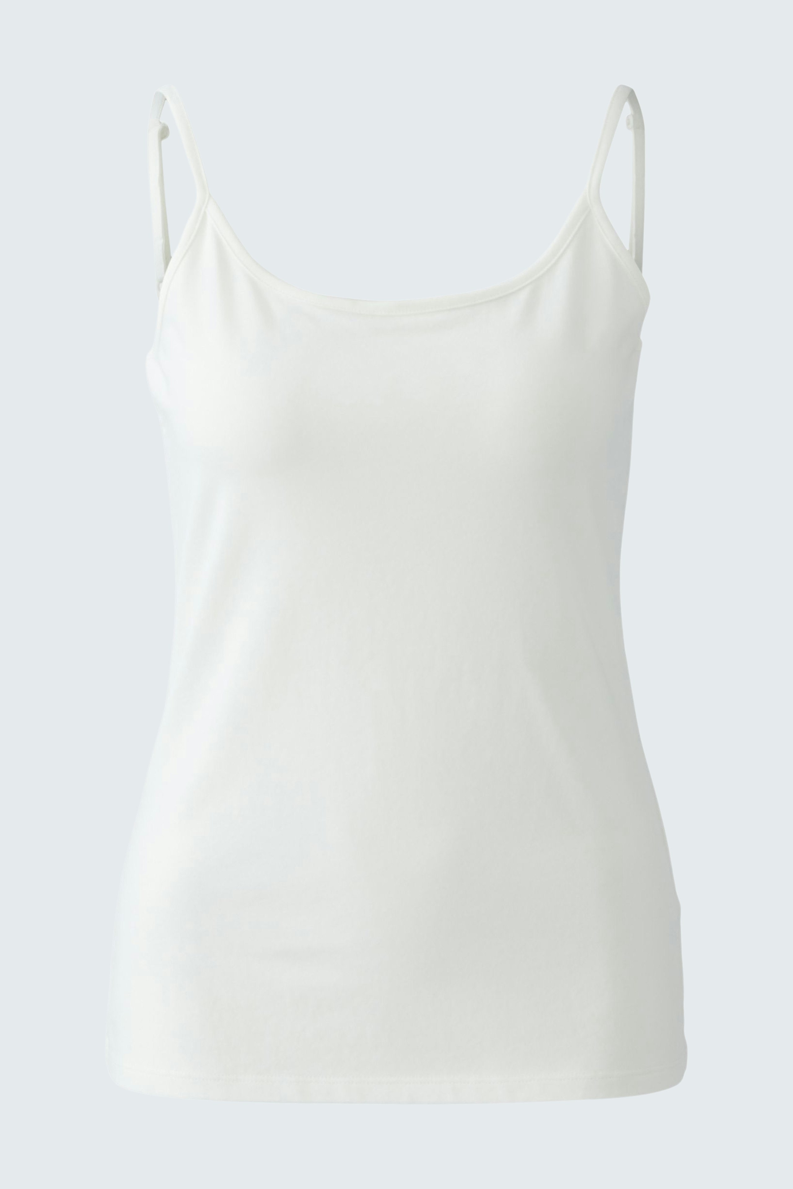 Weißes Damen-Top: Trägerloses, schlichtes Design für lässige Outfits.