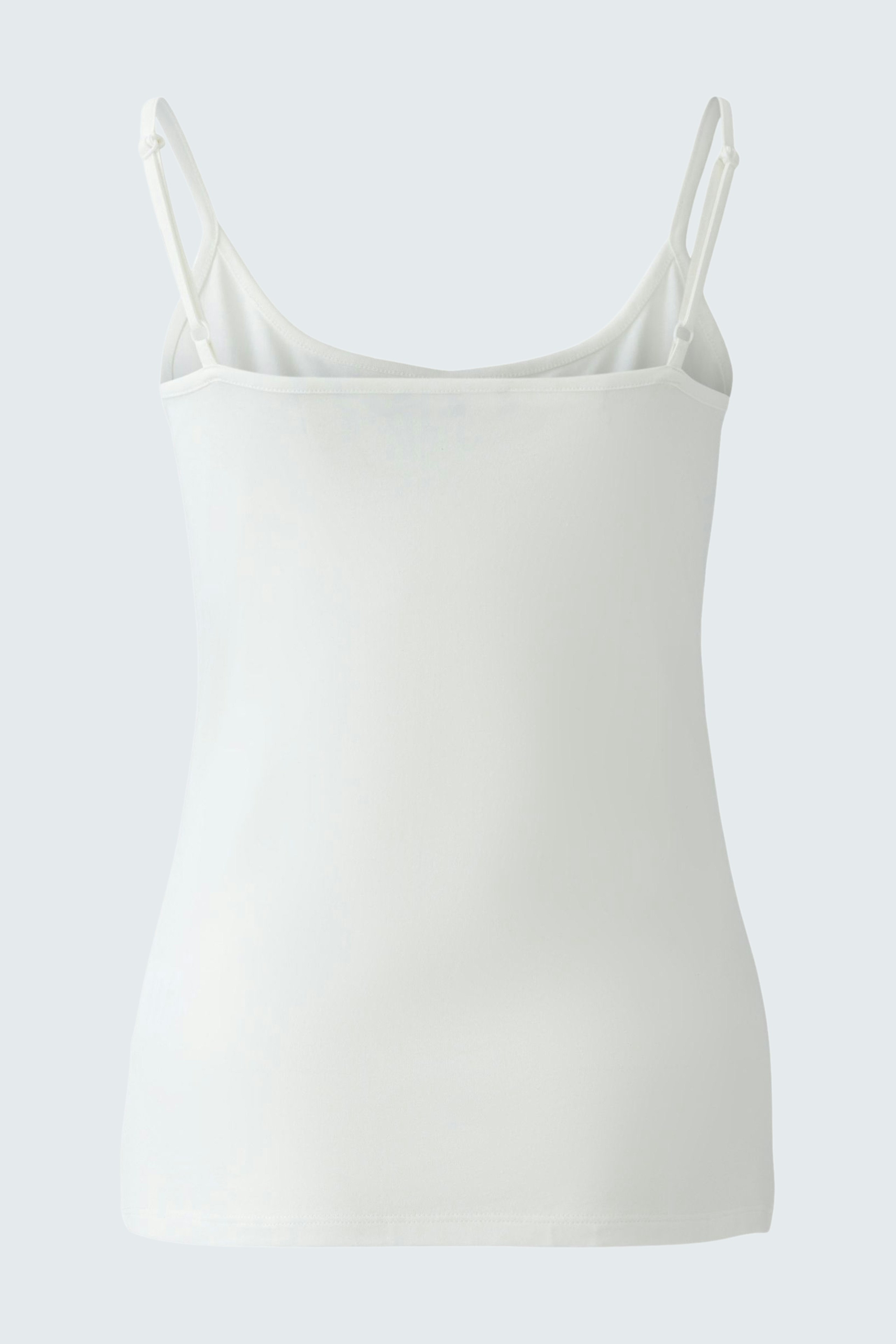 Damen-Top: Weißes, ärmelloses Top mit schmalen Trägern, ideal für lässige Outfits.