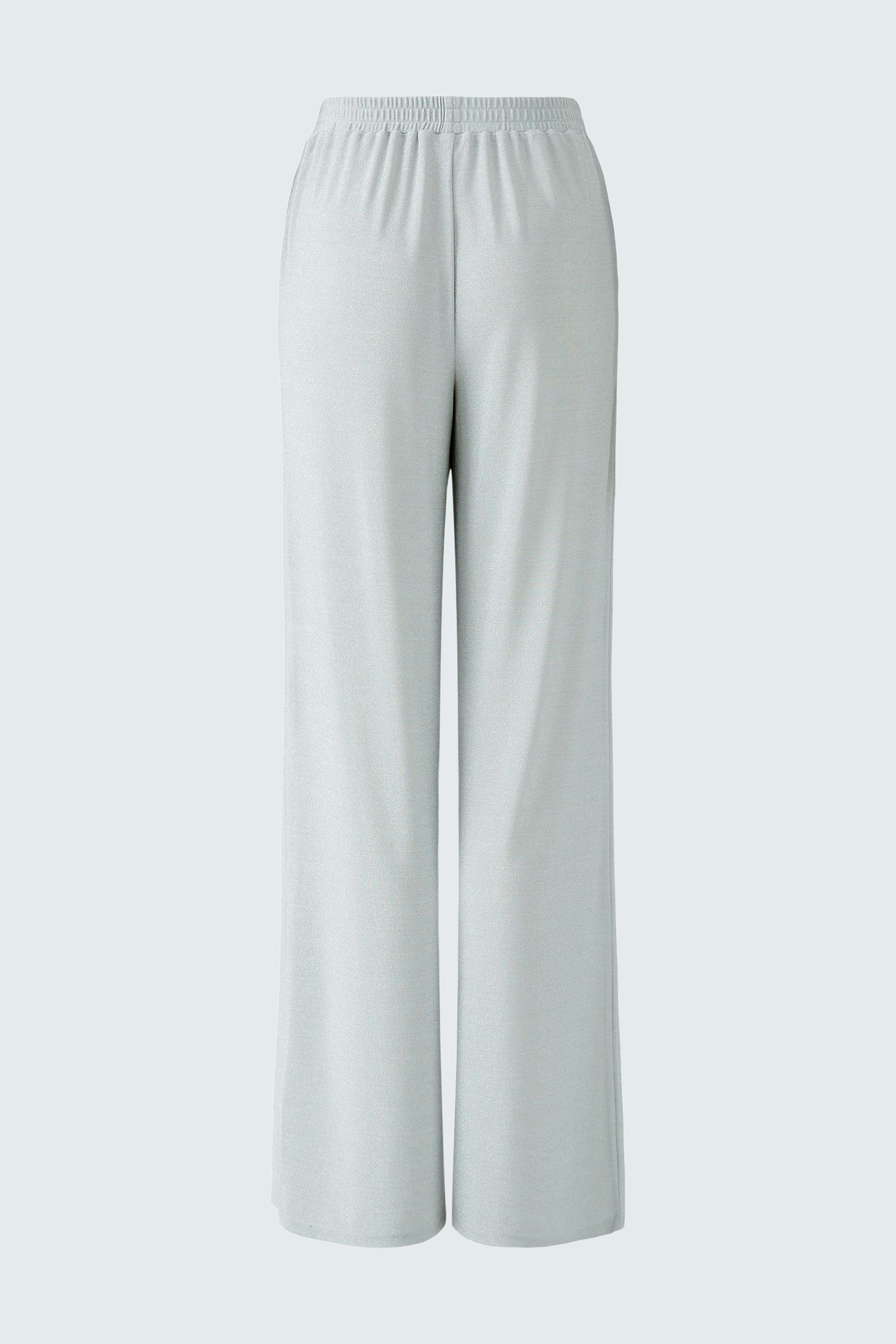 Bequeme Damen-Hose in hellem Grau mit weitem Bein und elastischem Bund, ideal für den Alltag.