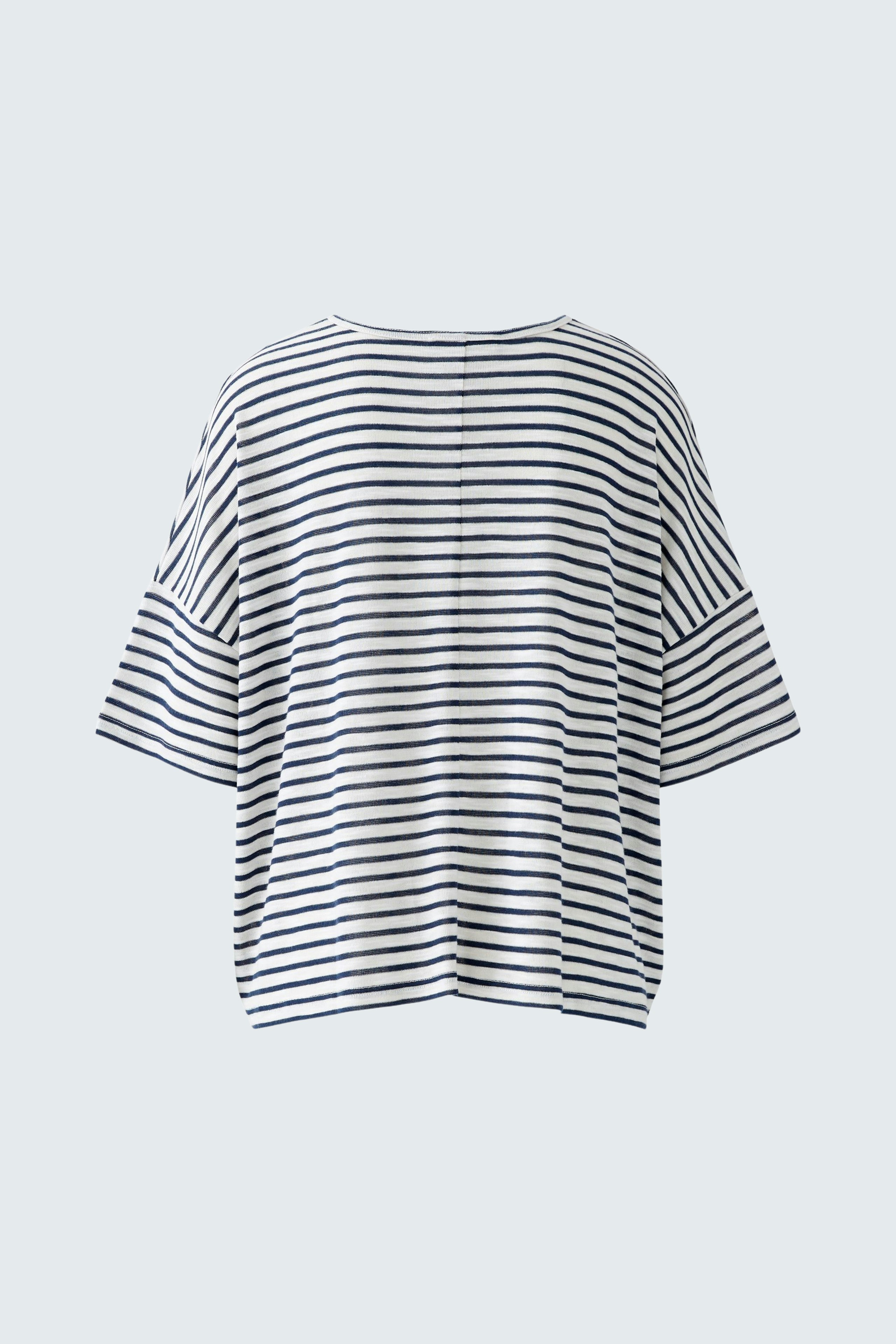 Lässiges Damen-T-Shirt: Gestreiftes Shirt mit weitem Schnitt und kurzen Ärmeln, ideal für den Alltag.
