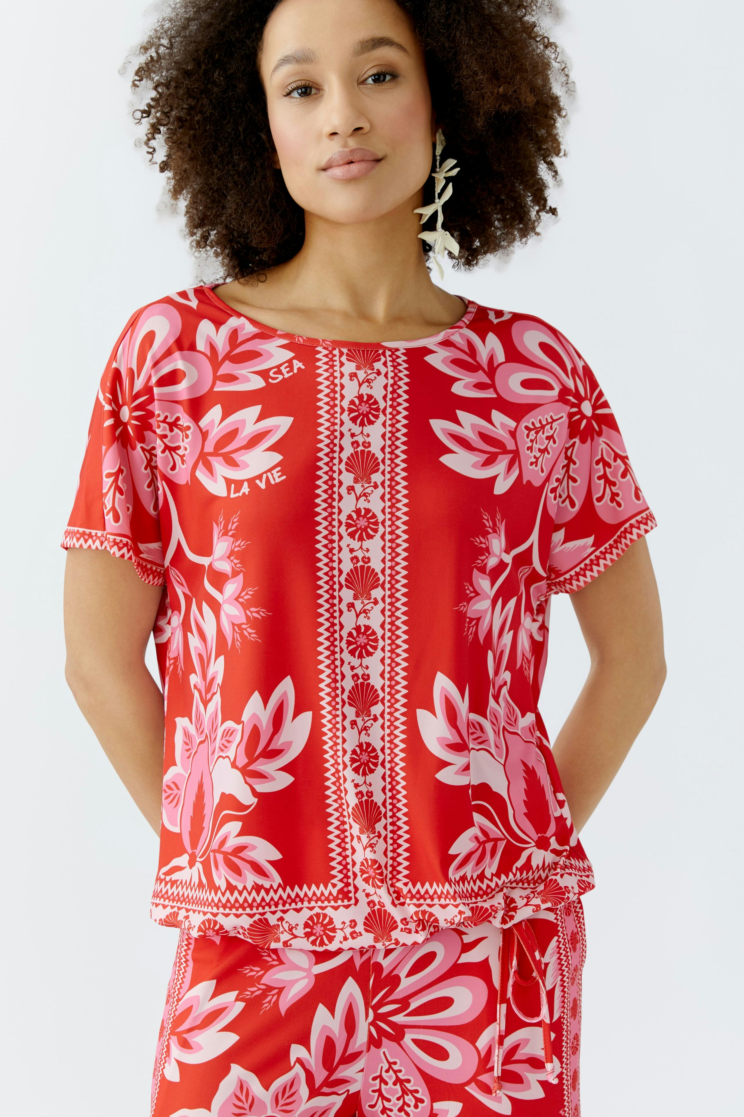 売れ筋商品|||オルセン カットソー トップス レディース Women's Floral Print Shirt Red rose Knox Rose Womens L Off the Shoulder Shirt Shoulder Red White