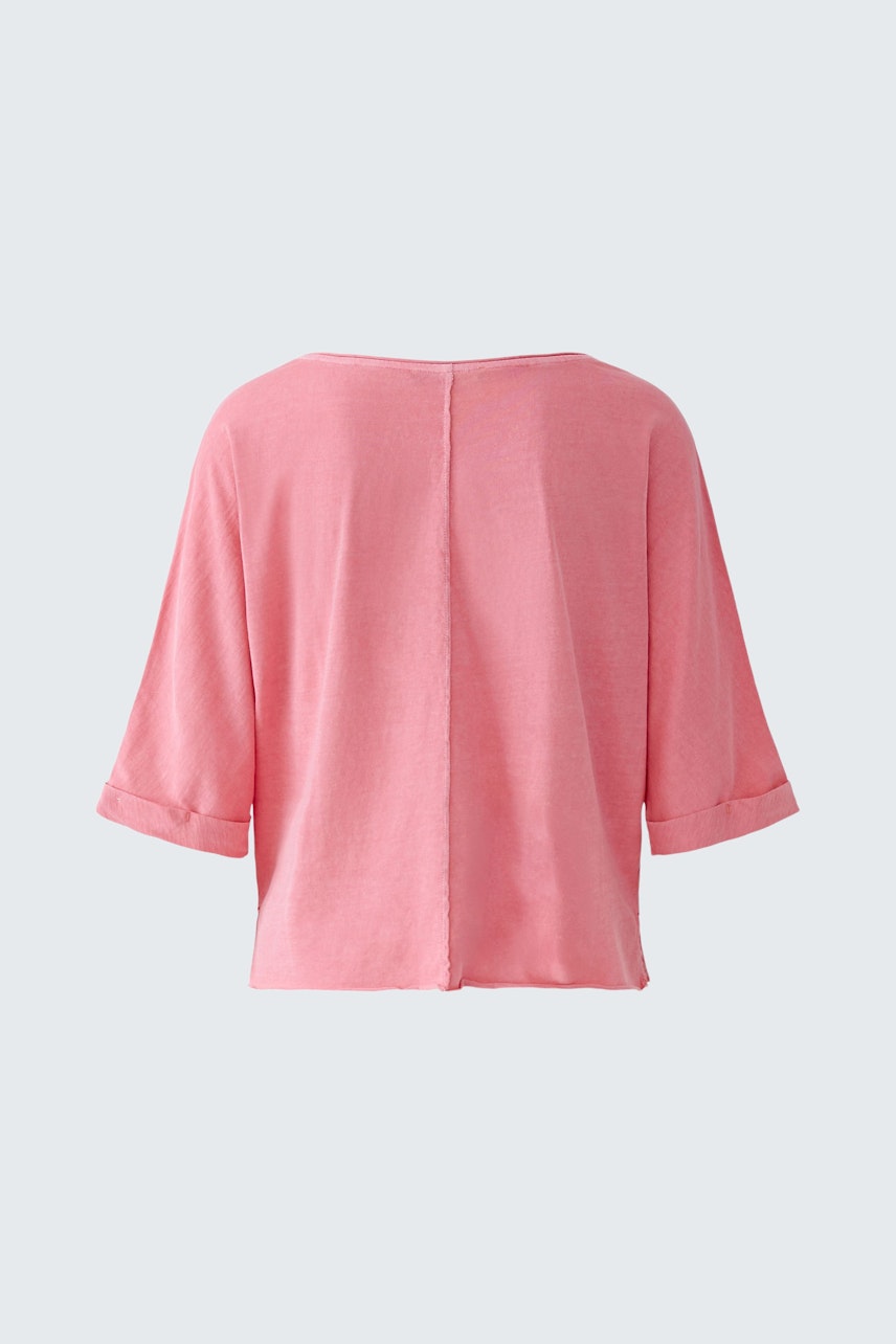 Damen-Bluse: lockere, rosa Bluse mit weit geschnittenen Ärmeln.