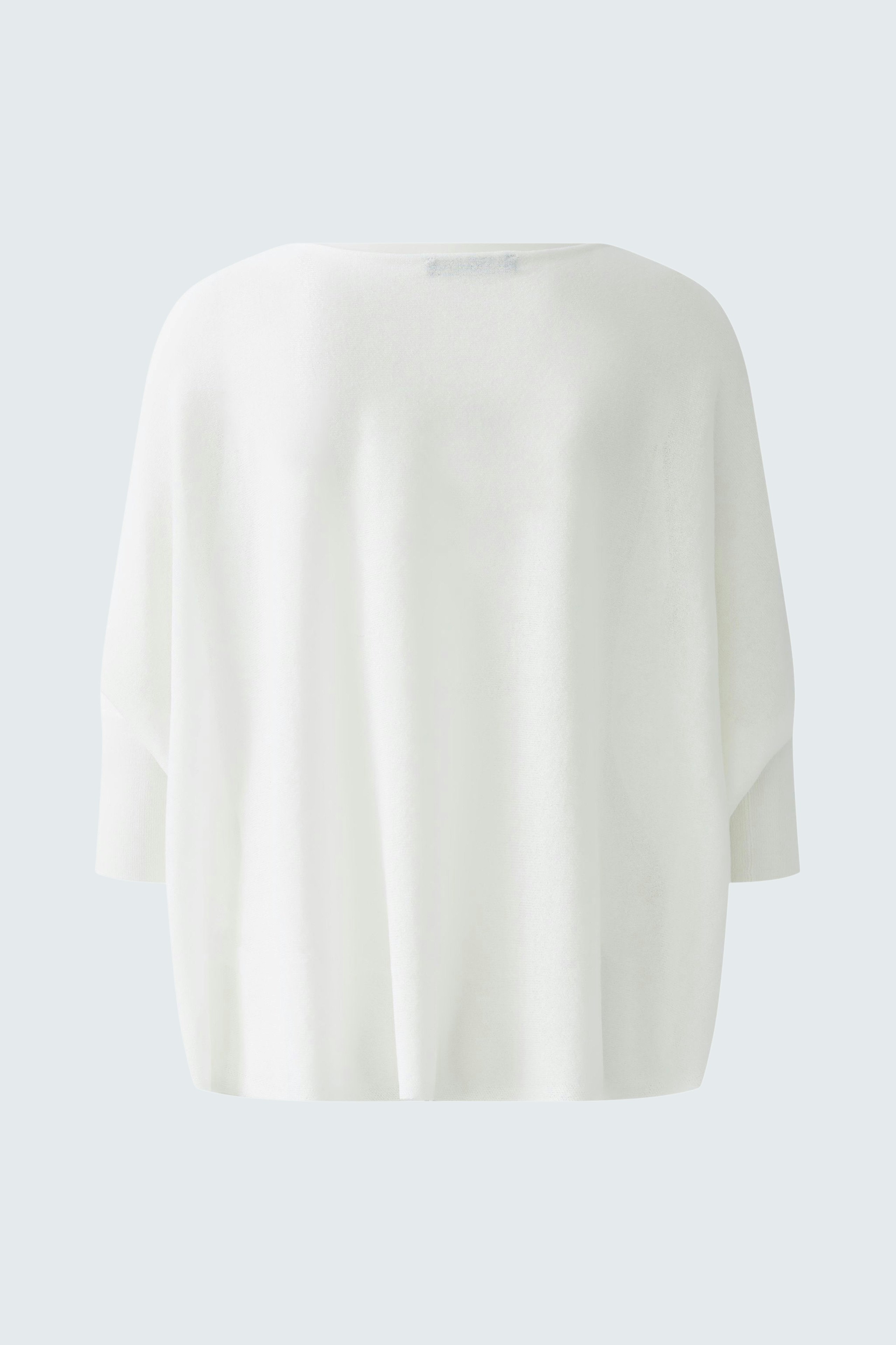 Bequemer Damen-Pullover: Weißer, lässiger Pullover mit weitem Schnitt und kurzen Ärmeln.