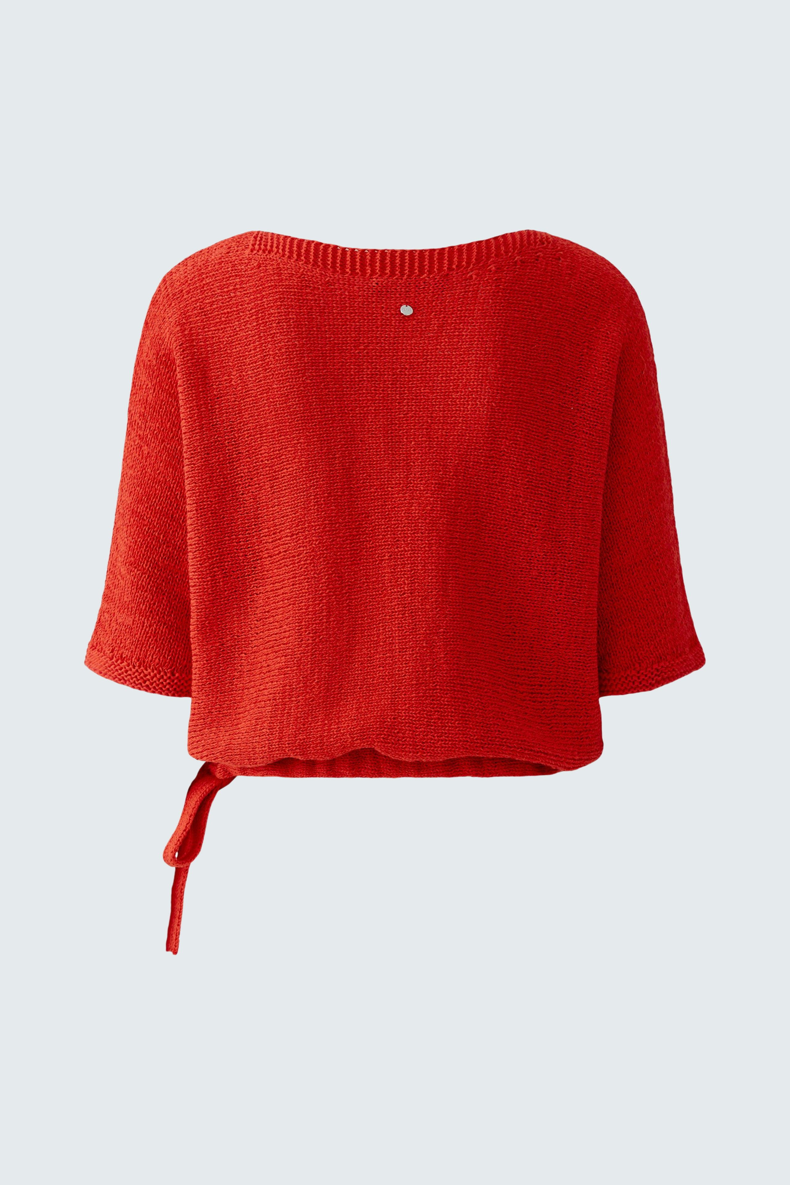 Casual women's pullover: Bright red, loose fit with a tie detail at the hem, perfect for everyday wear.