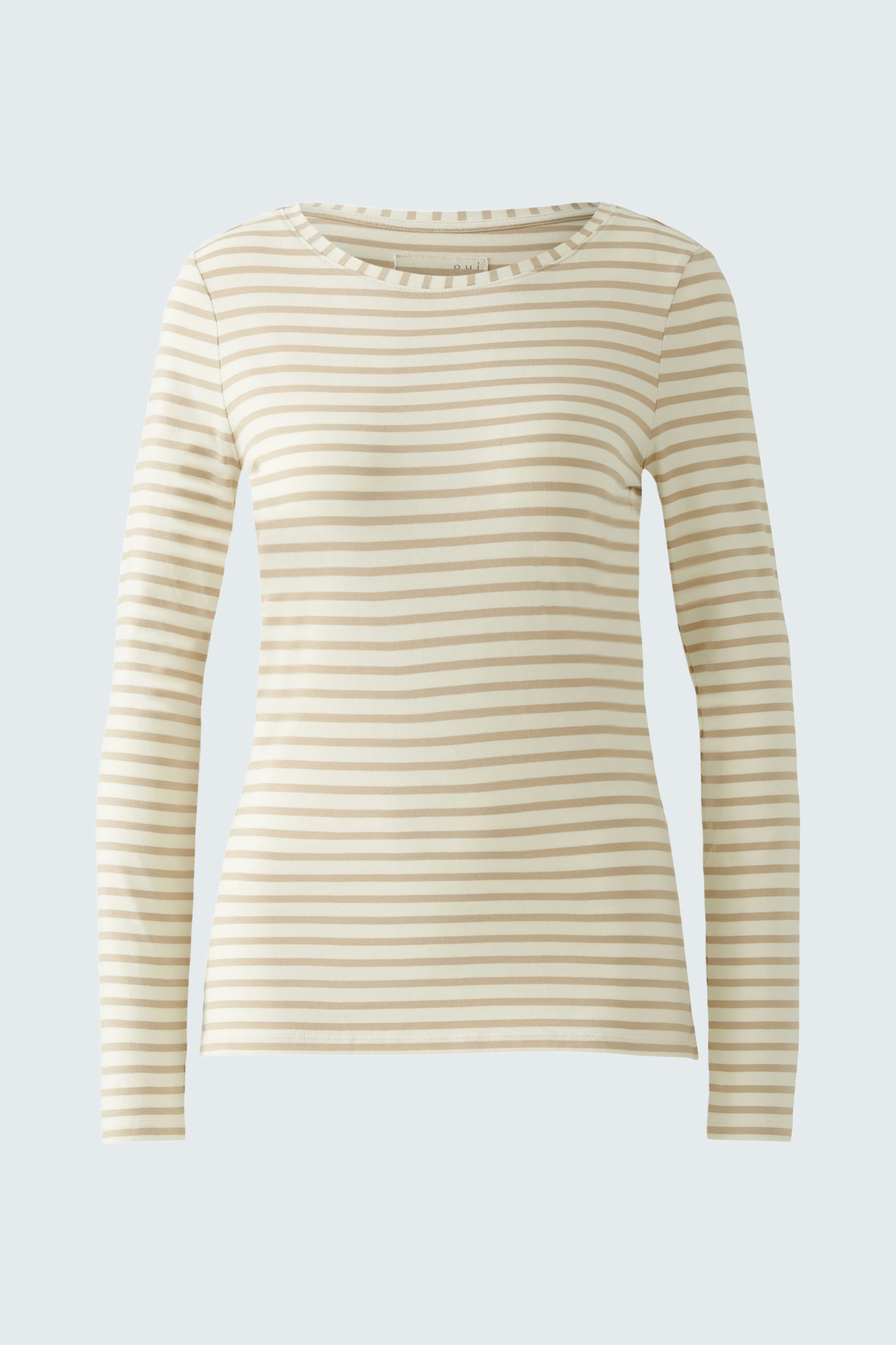 Bequemes Langarmshirt: Damenoberteil mit feinen Streifen in sanften Farben, ideal für den Alltag.