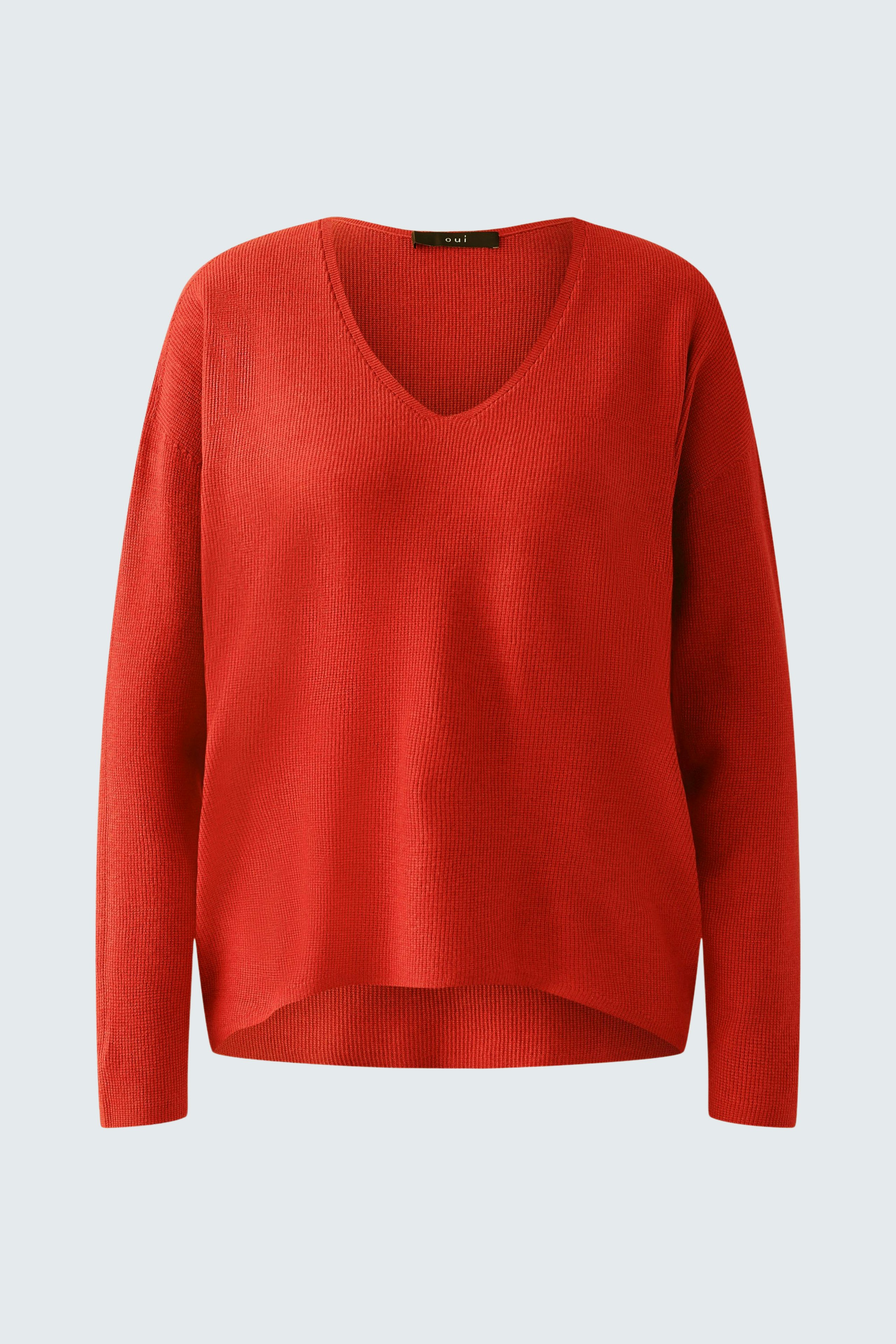 Stylish women's pullover in vibrant red with a flattering V-neck design.