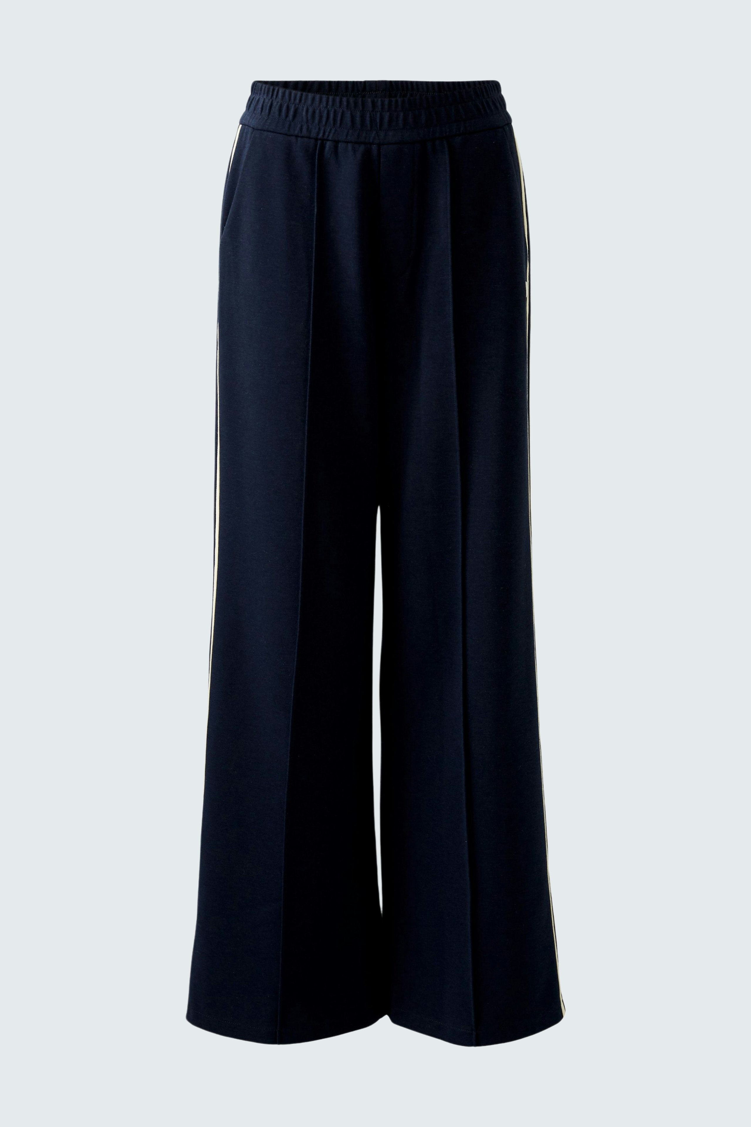 Elegant women's trousers in navy blue with a relaxed fit and wide legs.