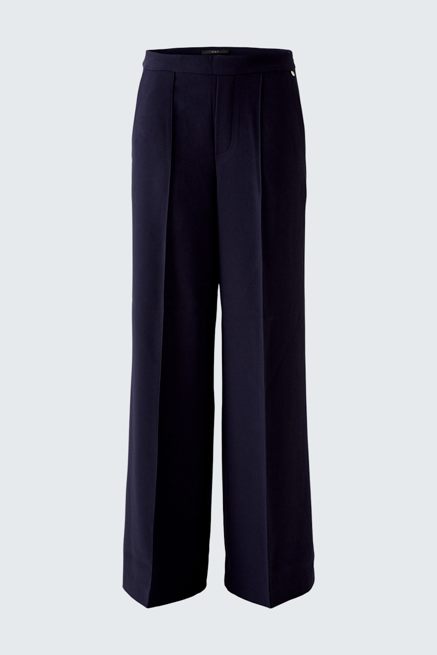 Elegante Businesshose für Damen in Dunkelblau mit weitem Schnitt und klassischem Design.