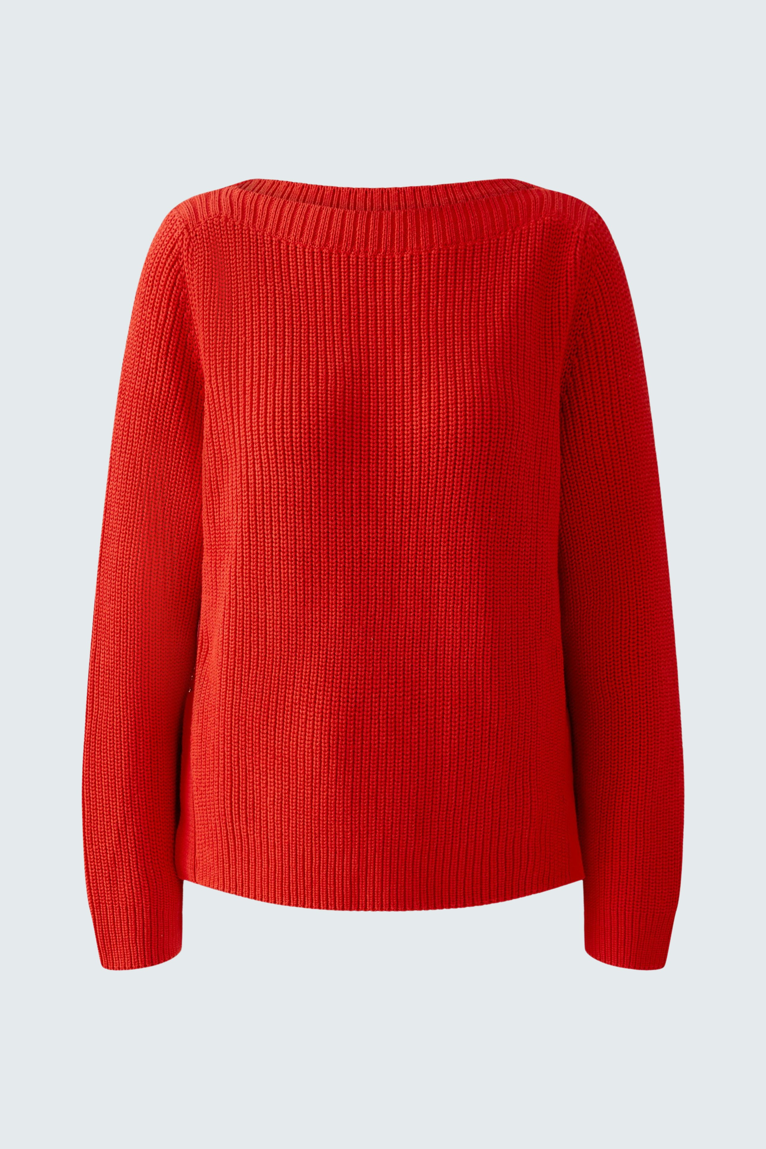 Cozy red pullover: A stylish women's pullover with a ribbed texture, perfect for casual wear.
