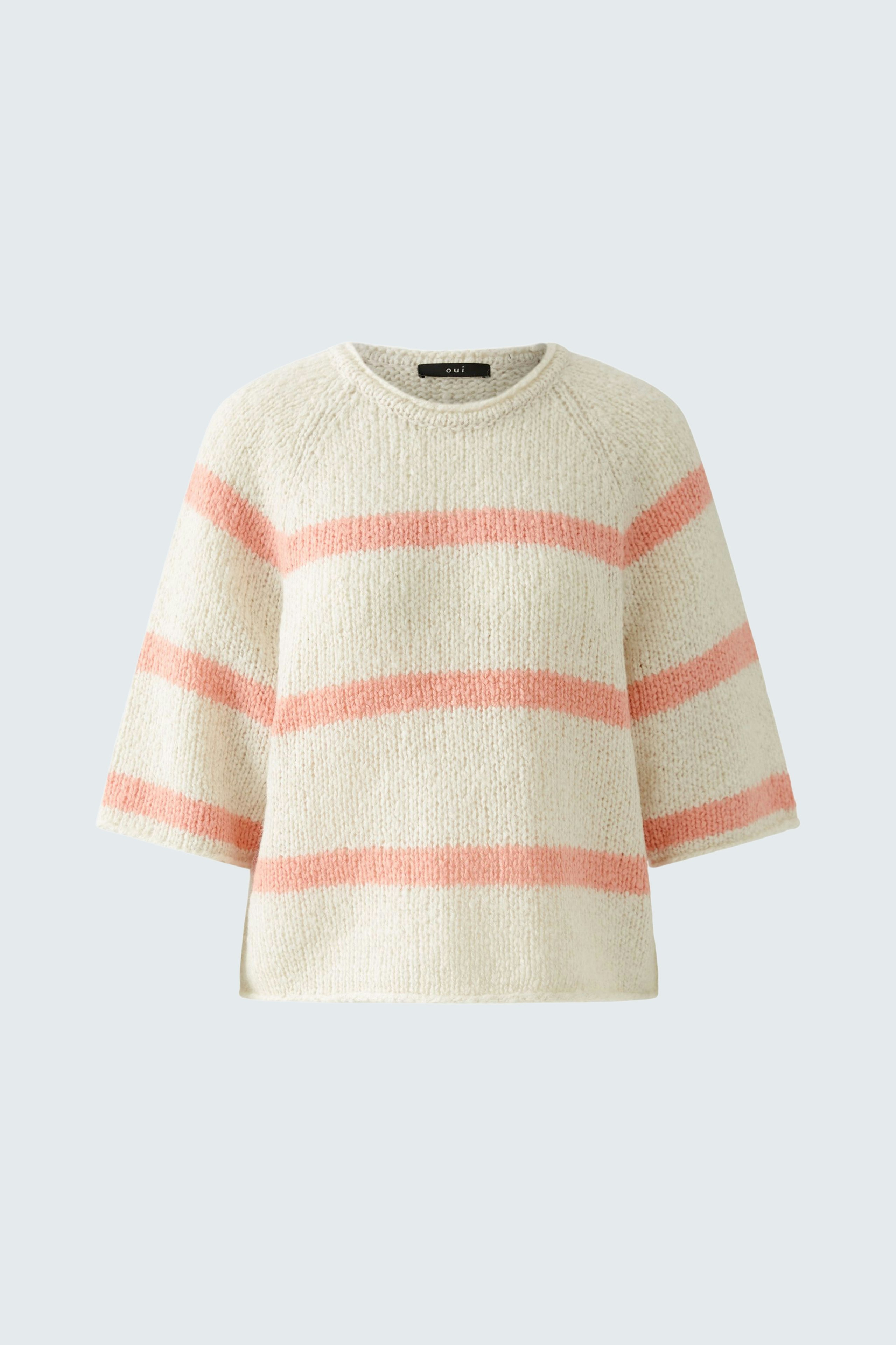 Bequemer Damen-Pullover in Creme mit rosa Streifen, ideal für lässige Outfits.