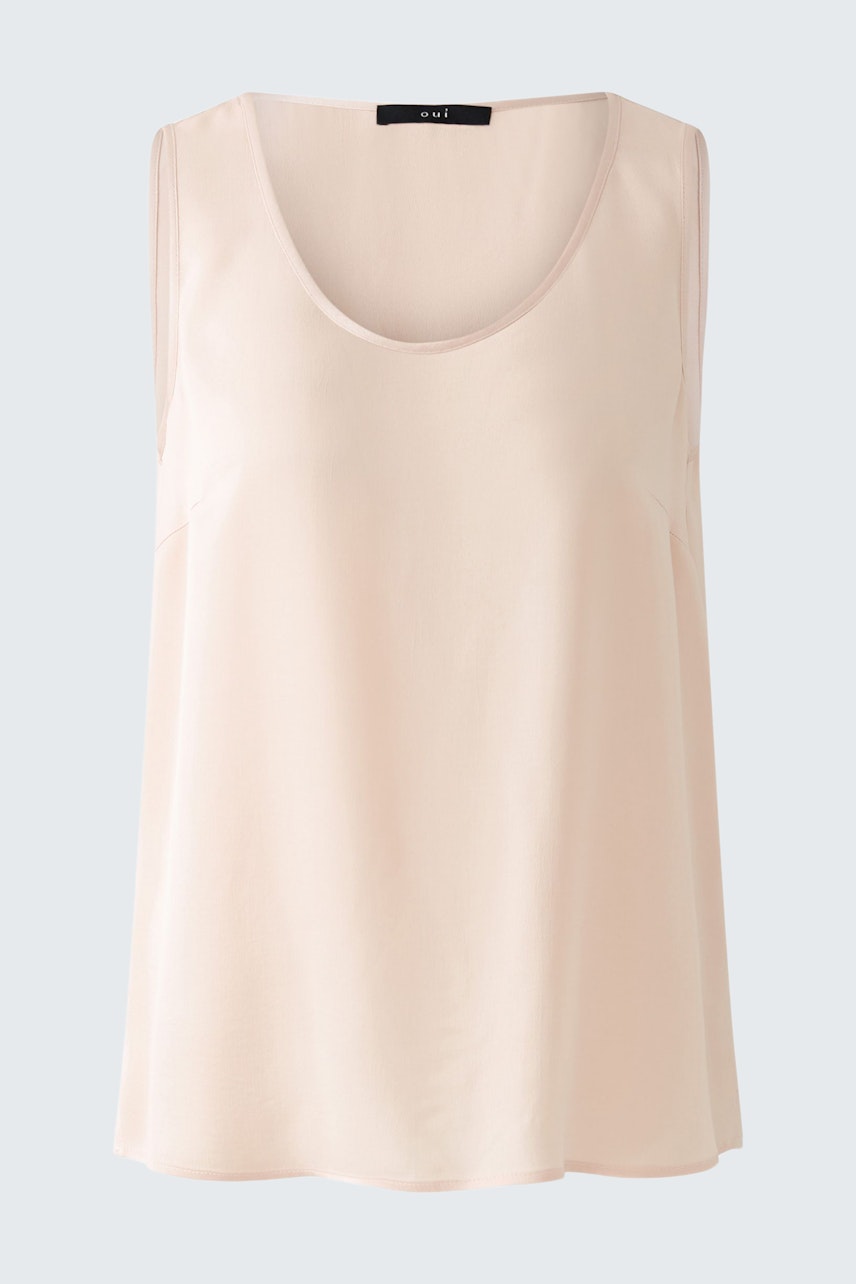 Elegantes Damen-Top in zartem Rosa mit weitem Schnitt und Rundhalsausschnitt.