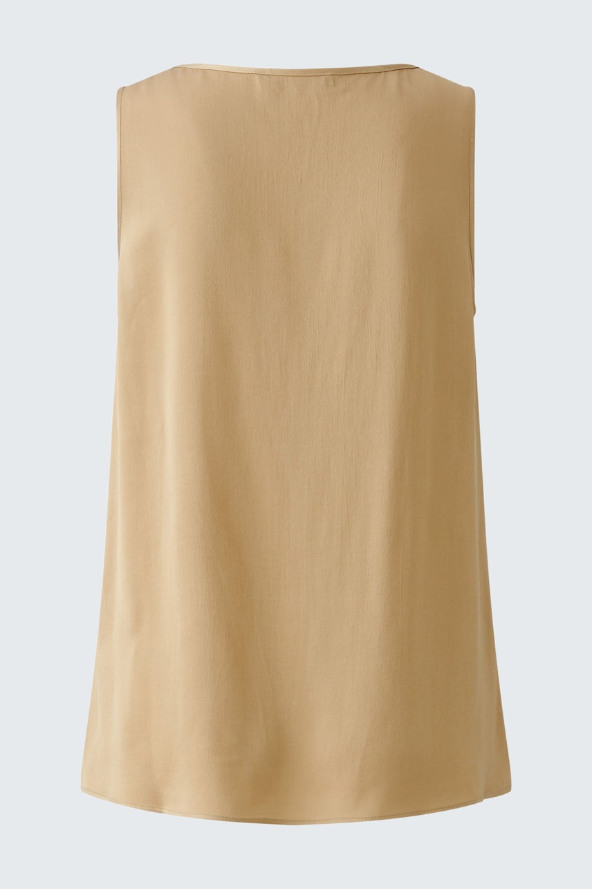 Beige Damen-Top ohne Ärmel, lässig geschnitten, ideal für warme Tage.
