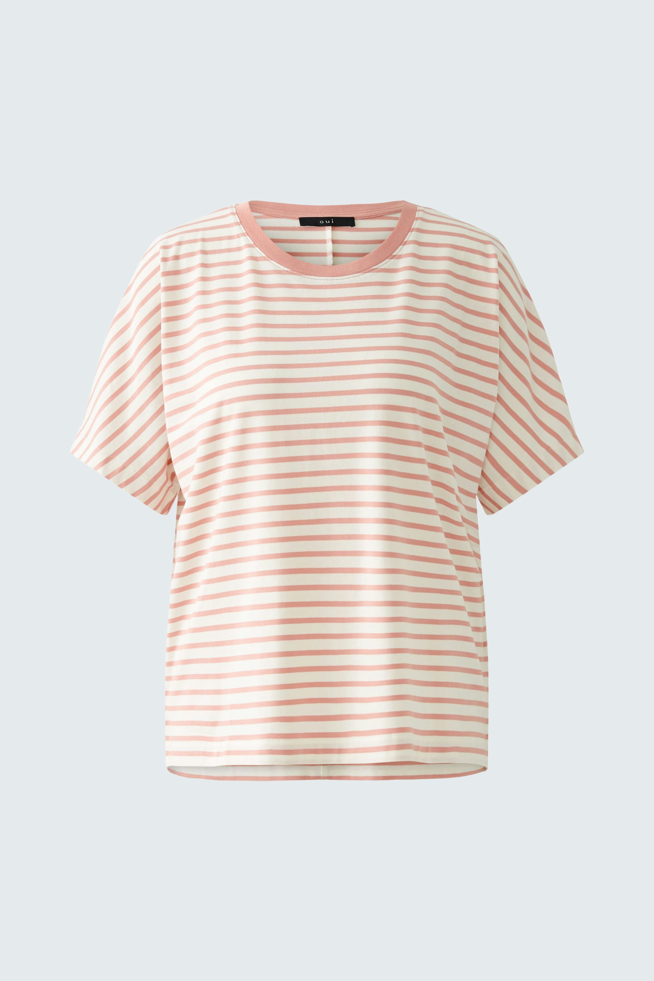 Casual women's T-shirt: A relaxed fit top with pink and white stripes, perfect for everyday wear.