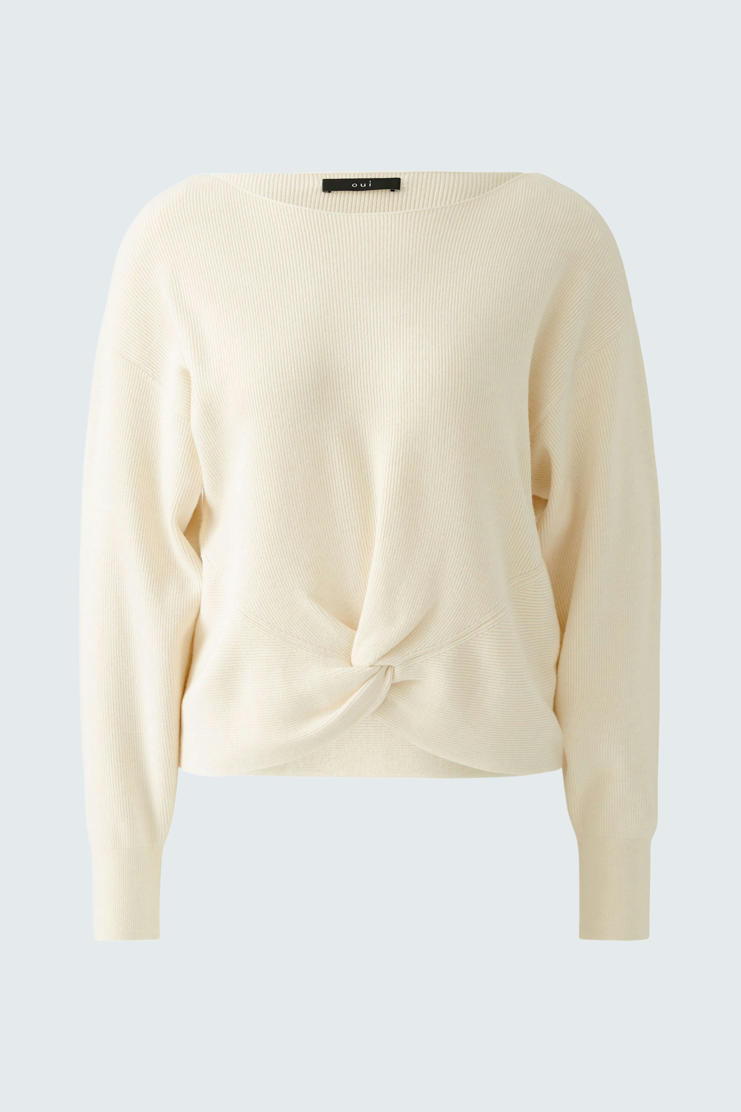 Eleganter Damen-Pullover in Creme mit Knoten-Detail und lässigem Schnitt.