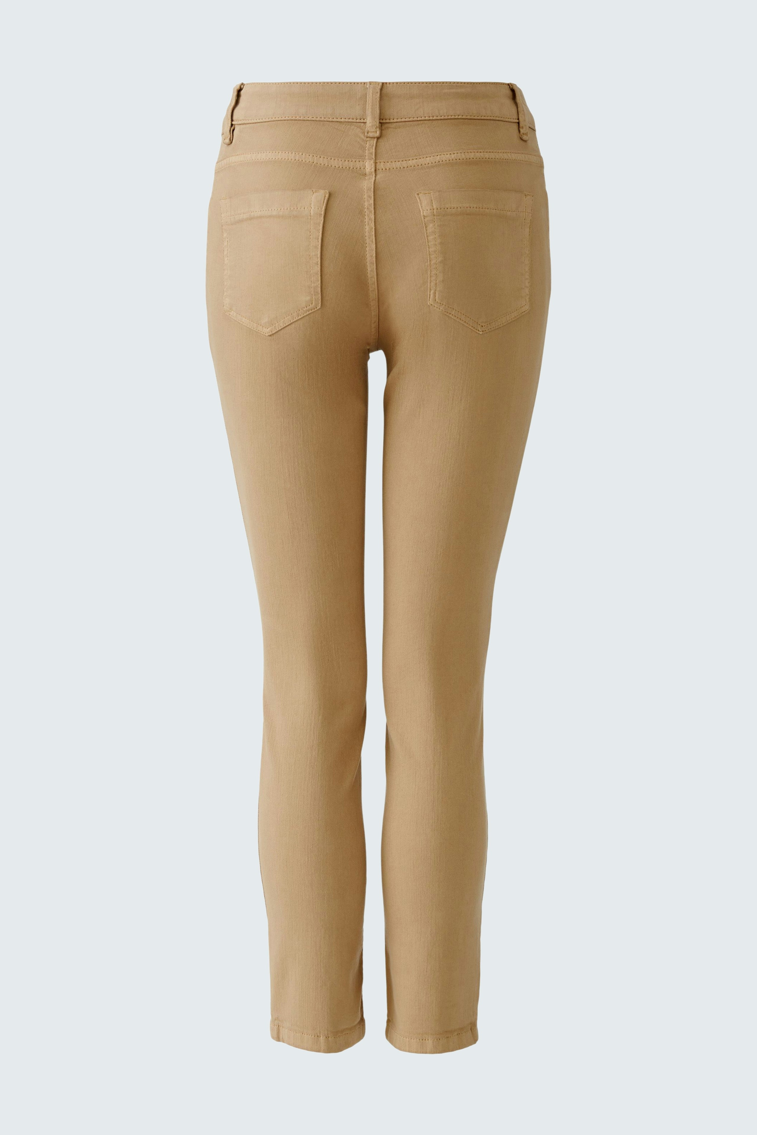 Casual women's jeggings in a light brown shade, featuring a slim fit and back pockets.