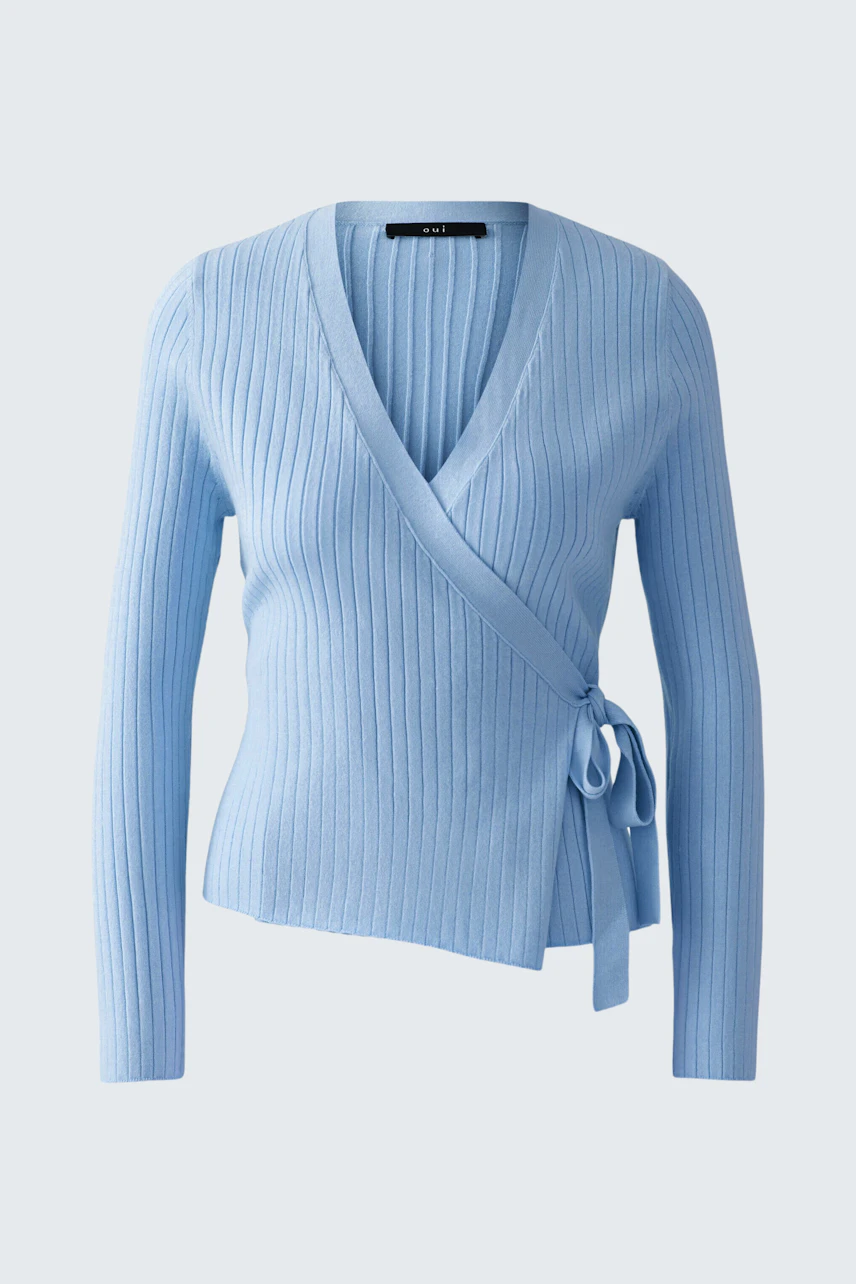 Image 2 of Wrap jacket - powder blue in powder blue | Oui