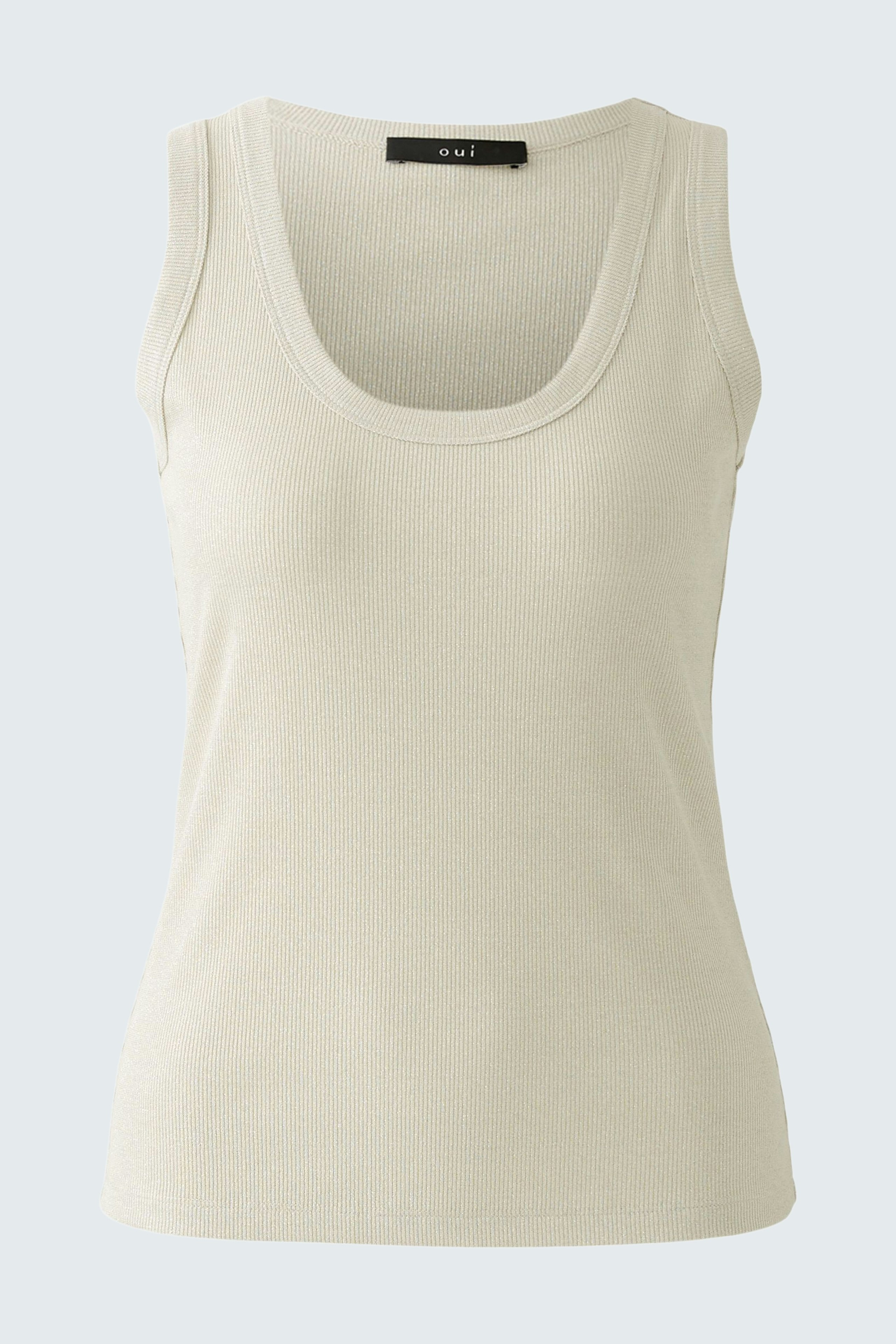 Light beige women's top with a scoop neckline, perfect for layering or casual wear.