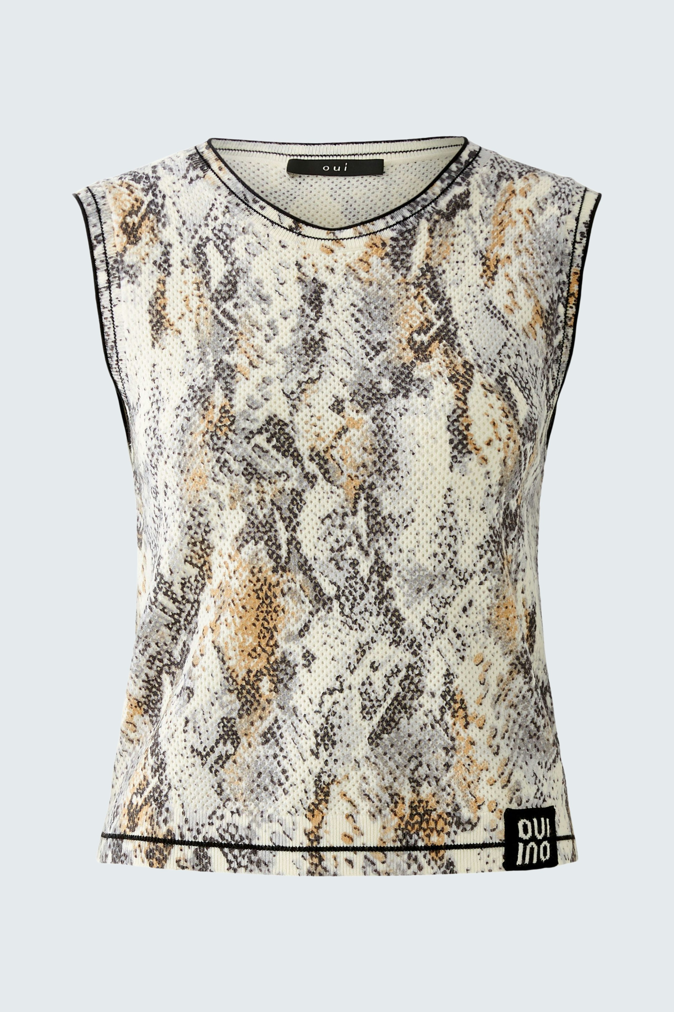 Stylisches Damen-Top im Schlangenprint: Ärmelloses Design mit modernem Schnitt und lässigem Look.