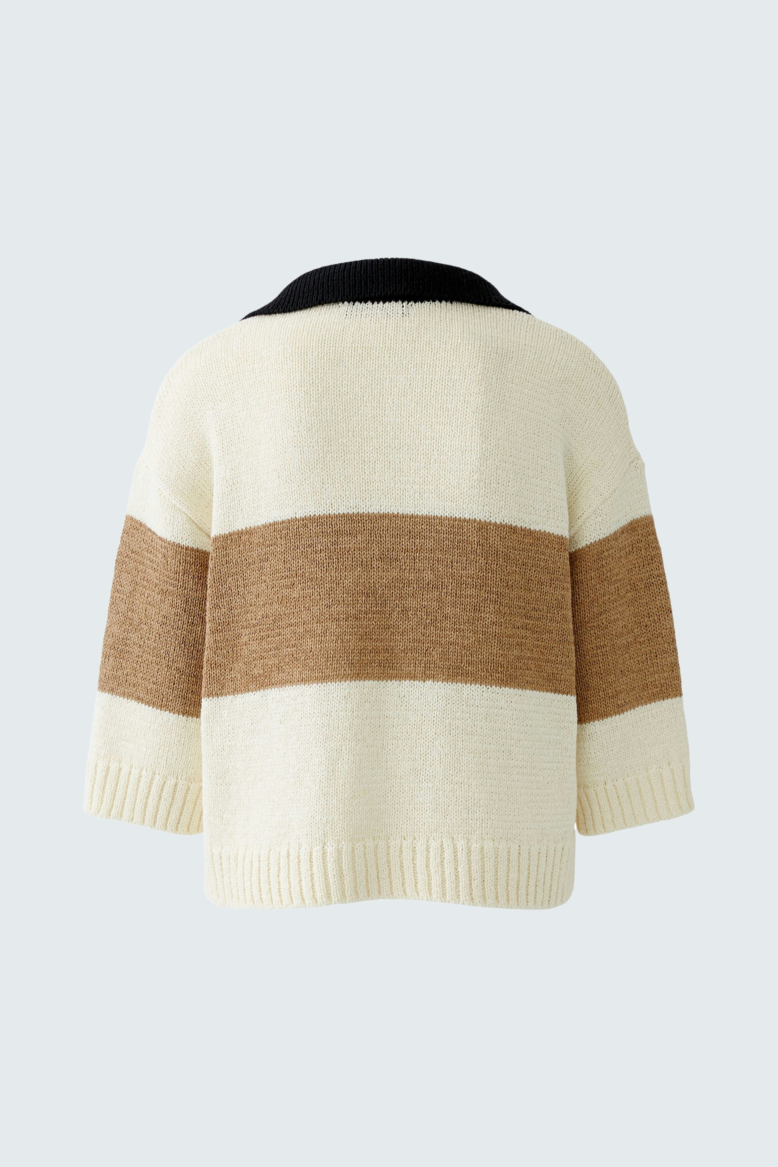 Casual women's pullover: Cozy knit with wide stripes in cream and brown, perfect for everyday wear.