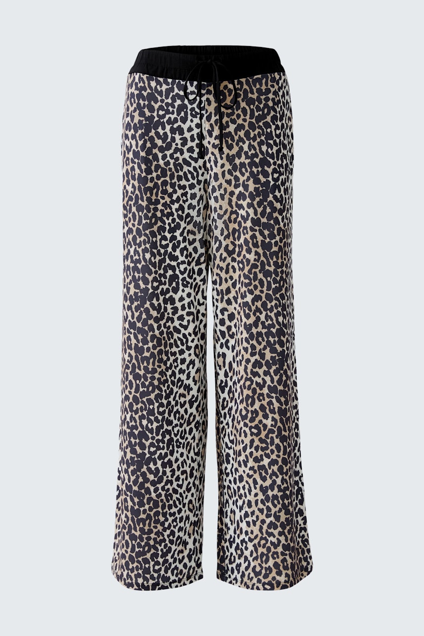 Bequeme Damen-Hose im Leo-Design: Weite, lässige Hose mit elastischem Bund für einen entspannten Look.