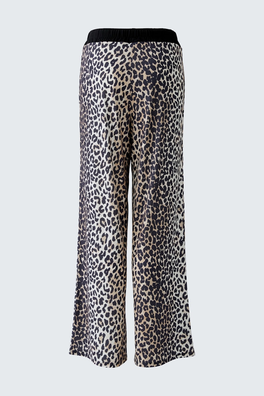 Bequeme Damen-Hose im Leopardenmuster mit elastischem Bund, ideal für lässige Outfits.