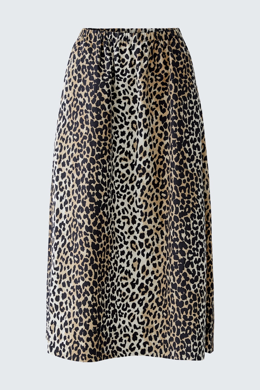 A-Linien-Rock: Damen-Rock mit Leopardenmuster, locker fallend und bequem.