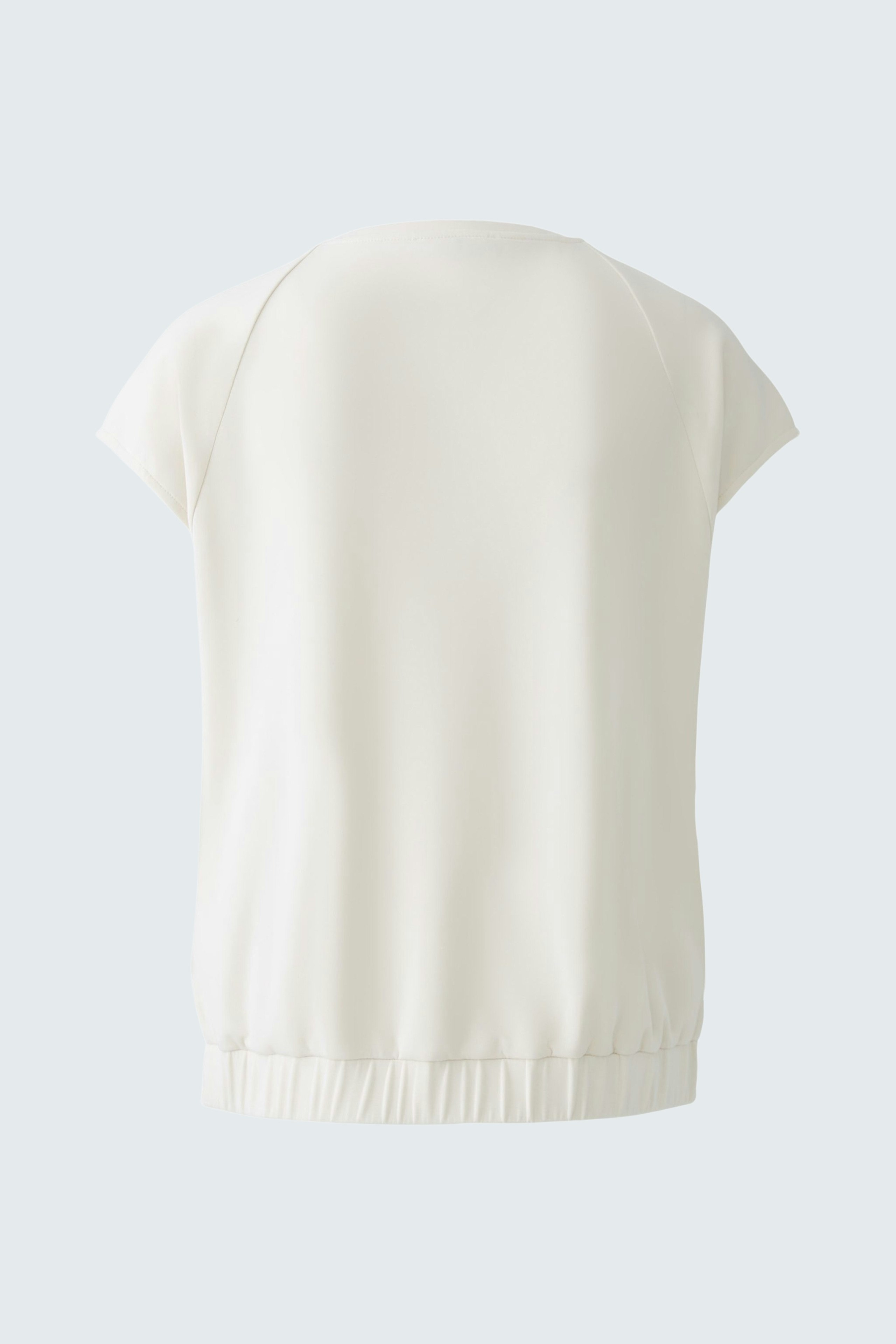 Bequemer Damen-Sweatshirt: Weiße, lässige Kurzarm-Variante mit elastischem Bund.