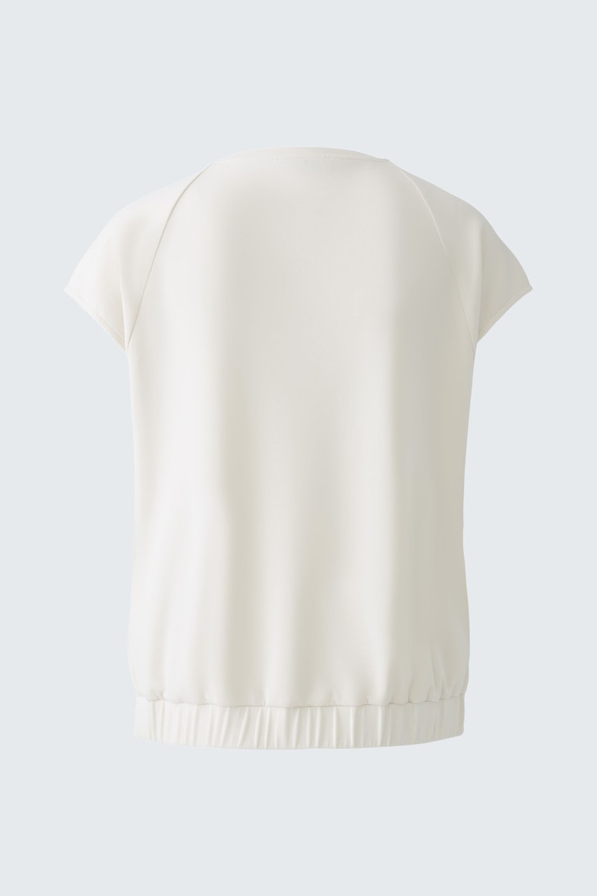 Bequemer Damen-Sweatshirt: Weiße, lässige Kurzarm-Variante mit elastischem Bund.