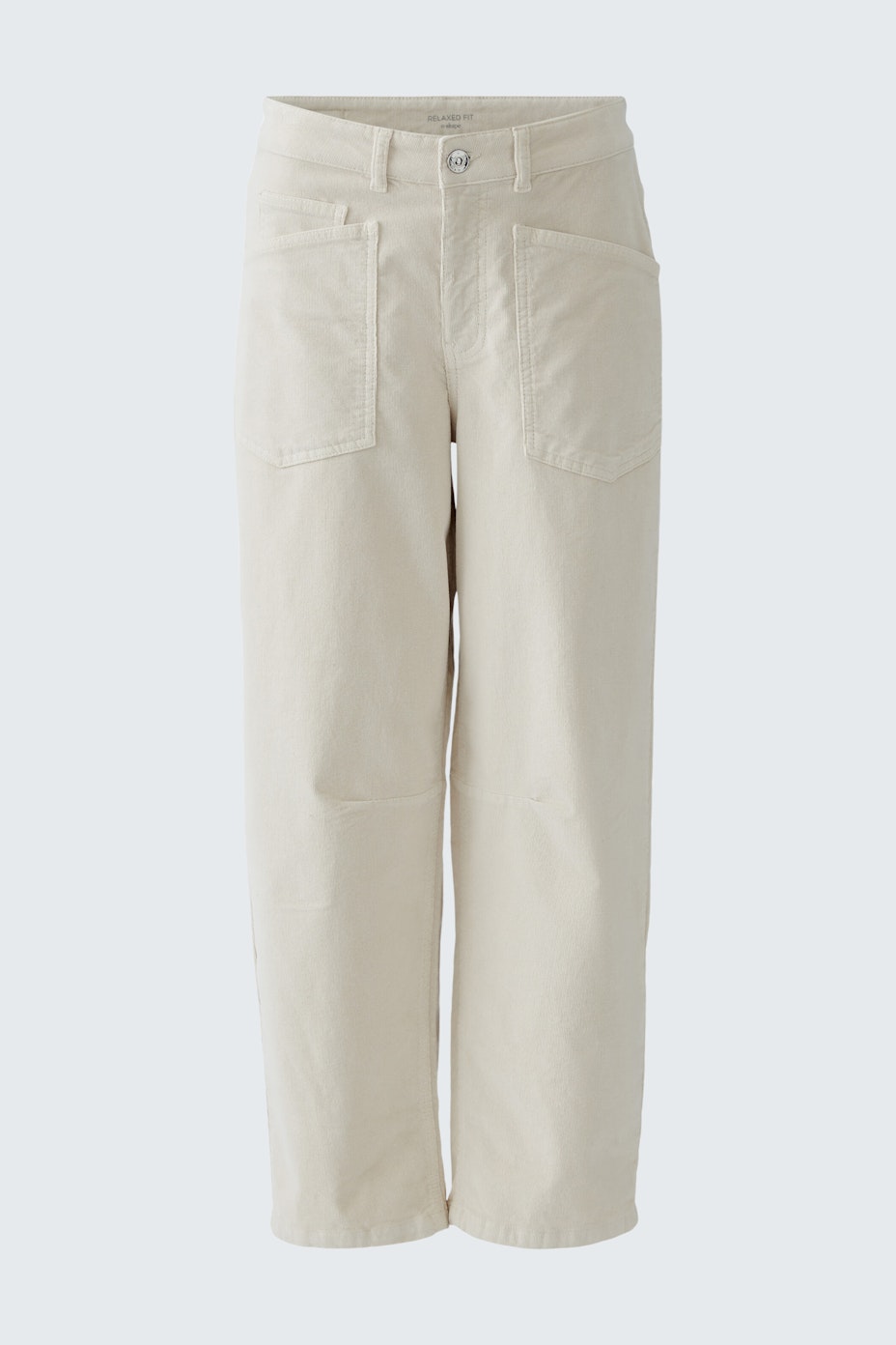 Bequeme Damen-Jeans Barrel in hellem Beige mit lockerer Passform und praktischen Taschen.